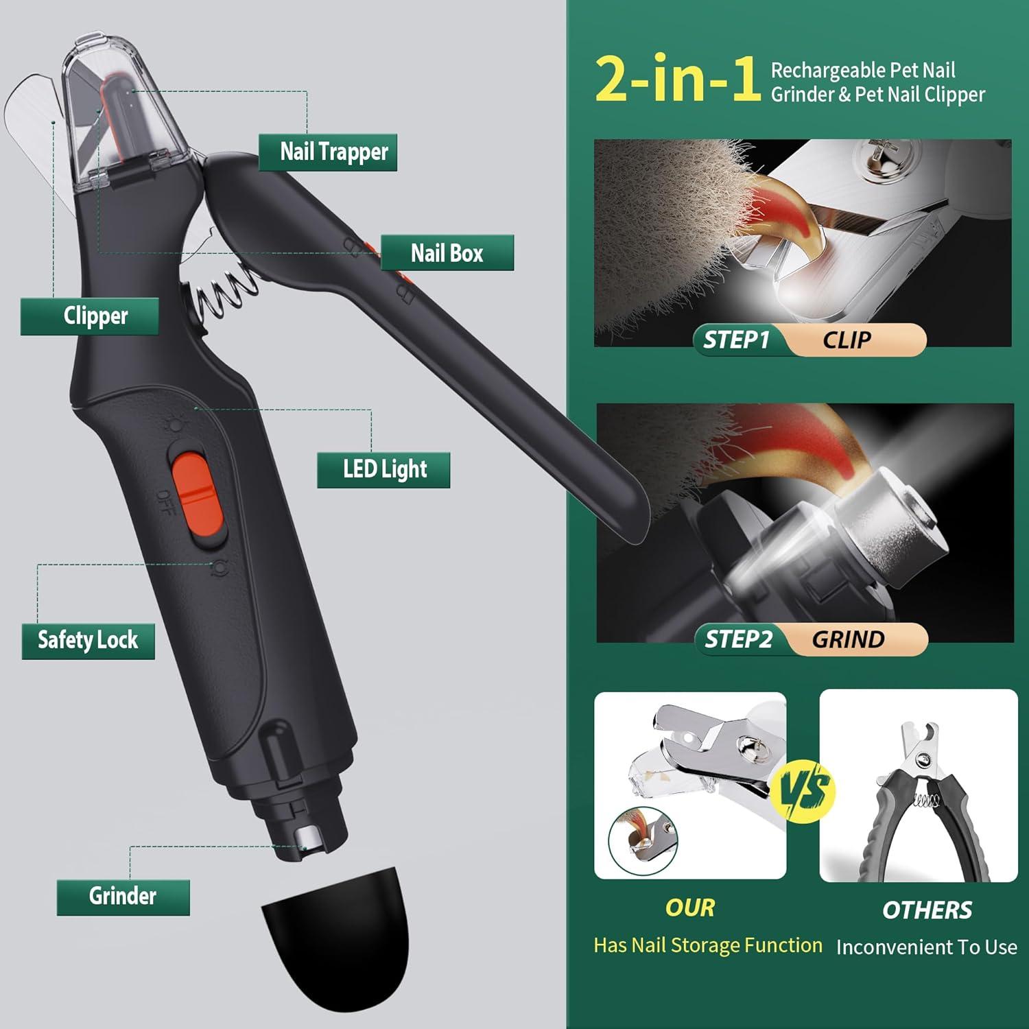 Cortauñas 2 en 1 CATPICK para Perros y Gatos con LED