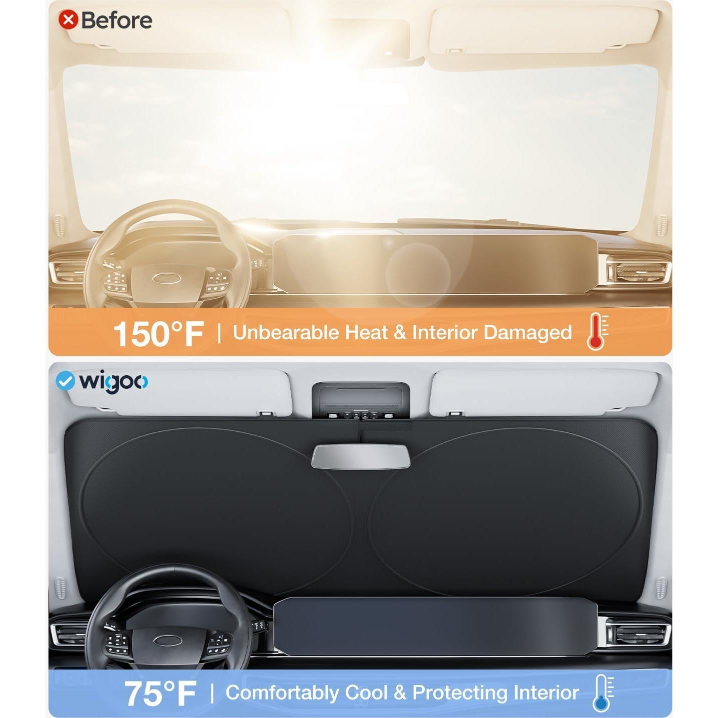 Sombra Solar Plegable Wigoo para Tesla Modelo Y y 3 - 142x91cm