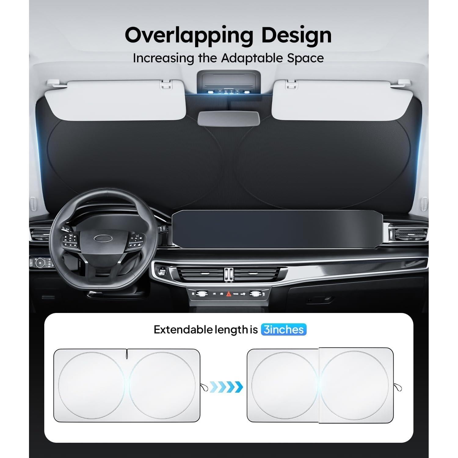 Sombra Solar Plegable Wigoo para Tesla Modelo Y y 3 - 142x91cm