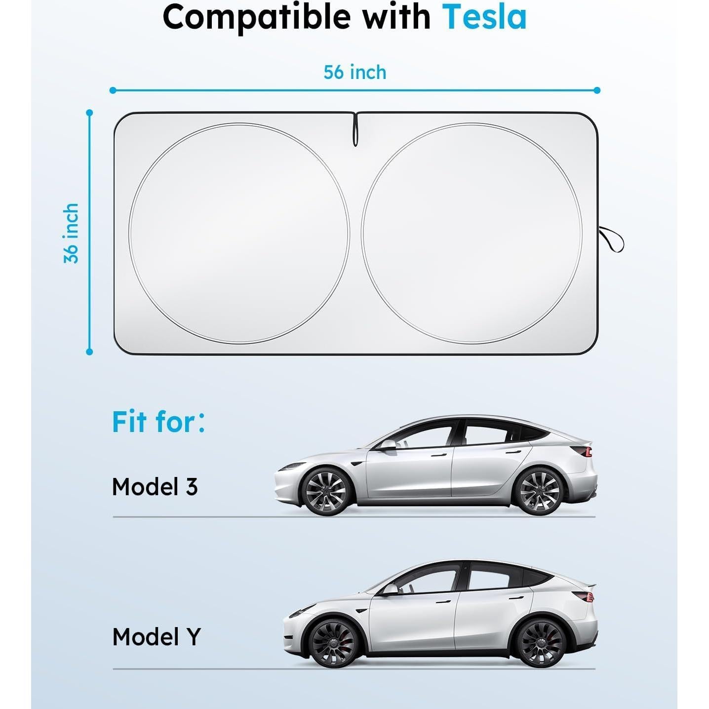 Sombra Solar Plegable Wigoo para Tesla Modelo Y y 3 - 142x91cm