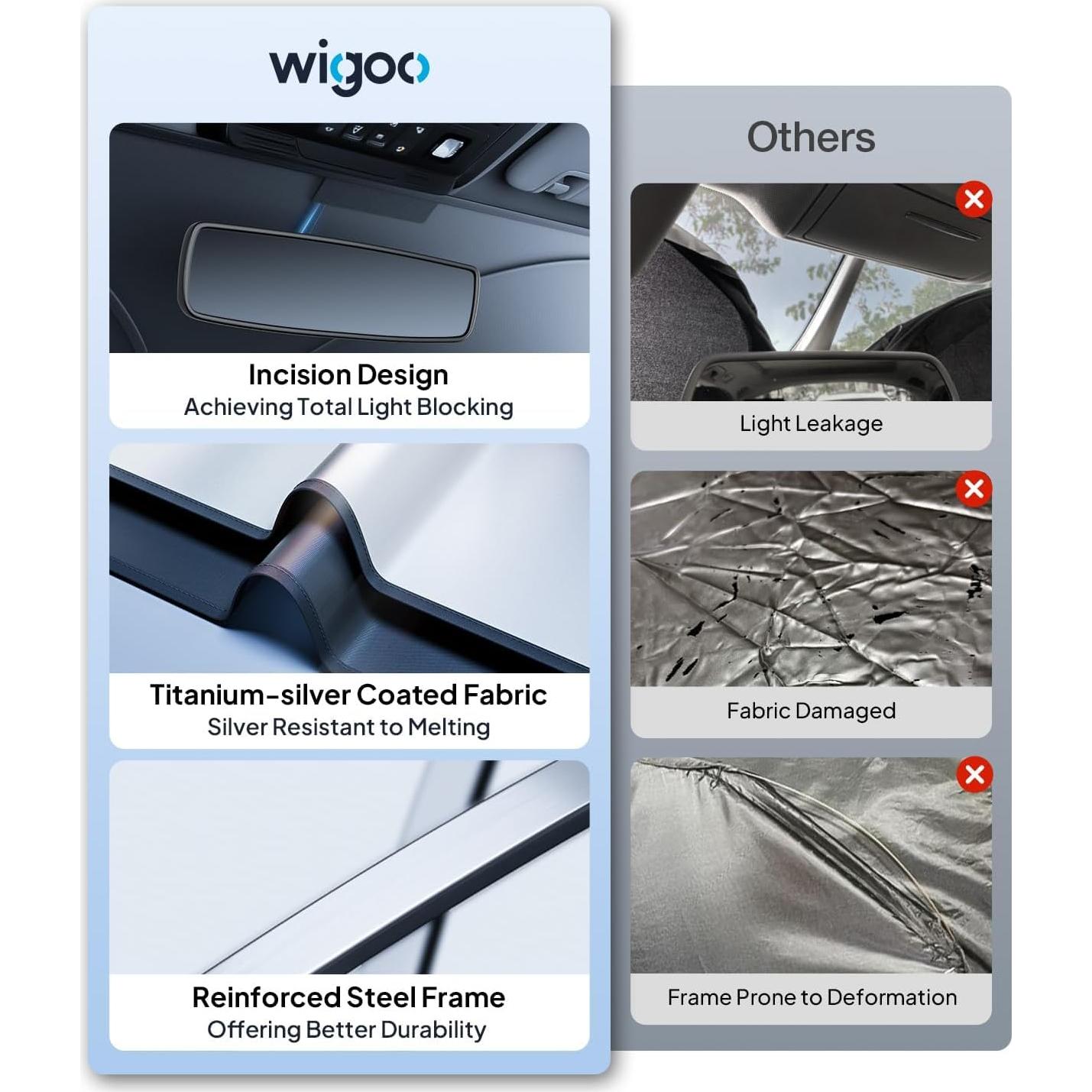 Sombra Solar Plegable Wigoo para Tesla Modelo Y y 3 - 142x91cm