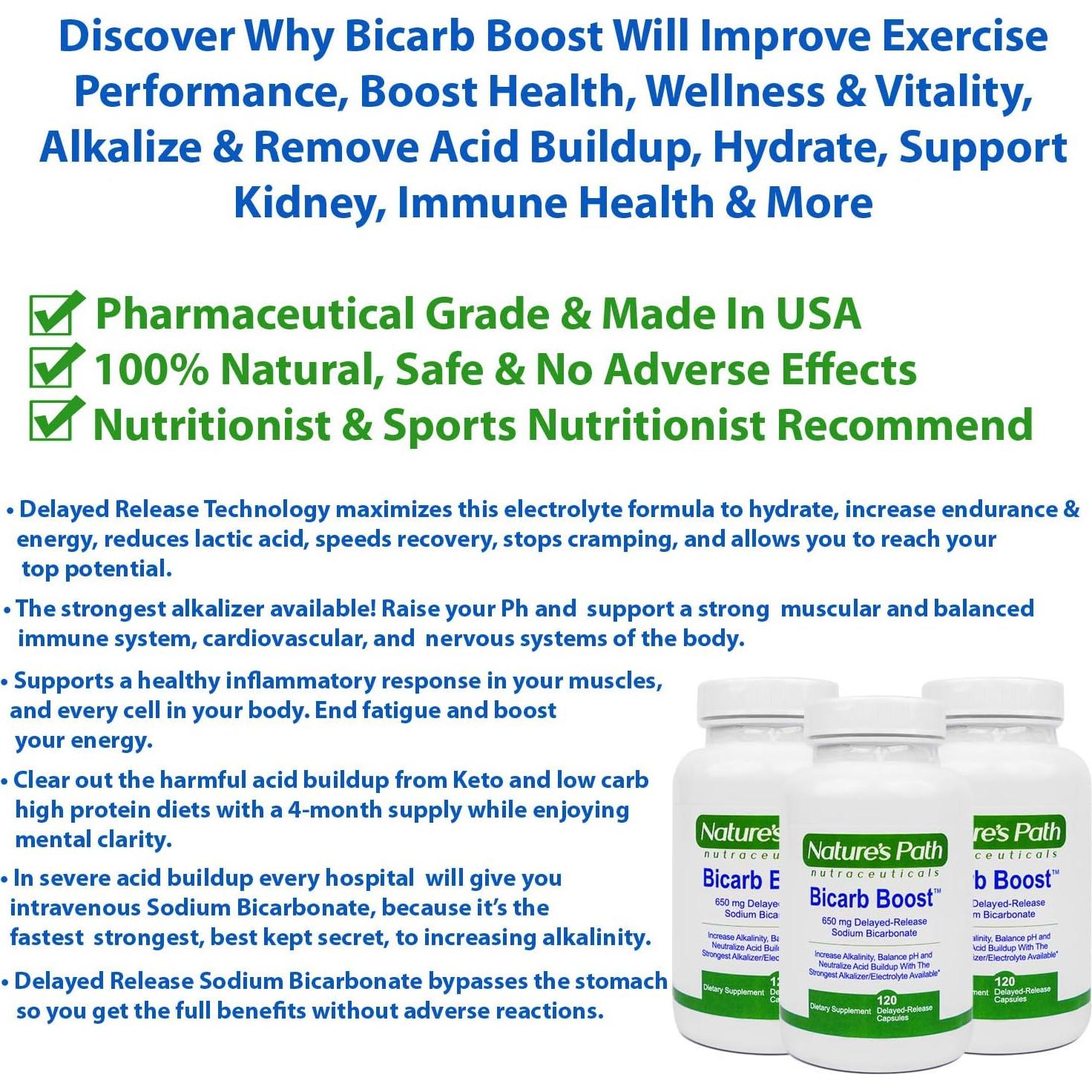 Tabletas de Bicarbonato de Sodio 650 mg Bicarb Boost - 120 Cápsulas