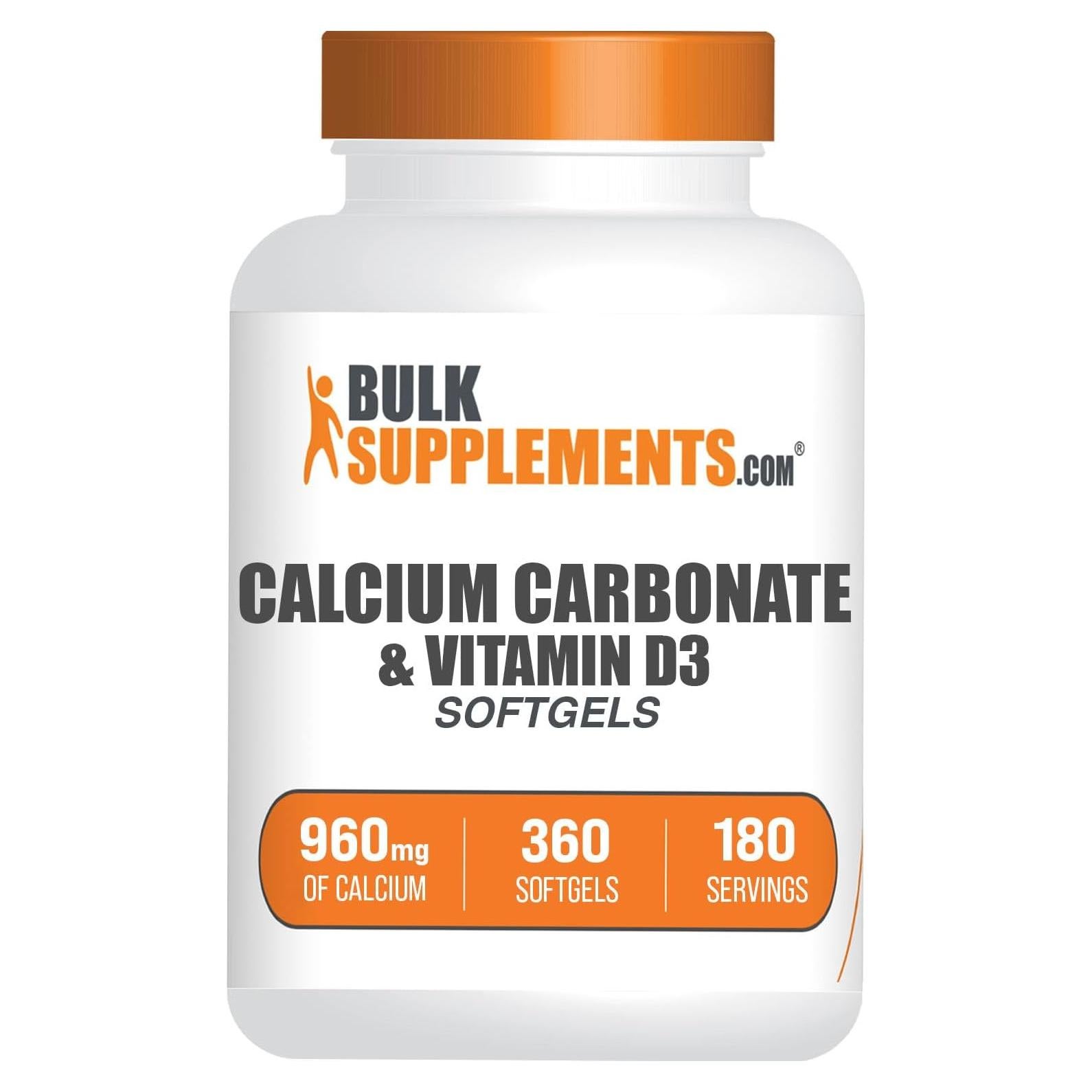 BulkSupplements Carbonato de Calcio y Vitamina D3 360 Softgels