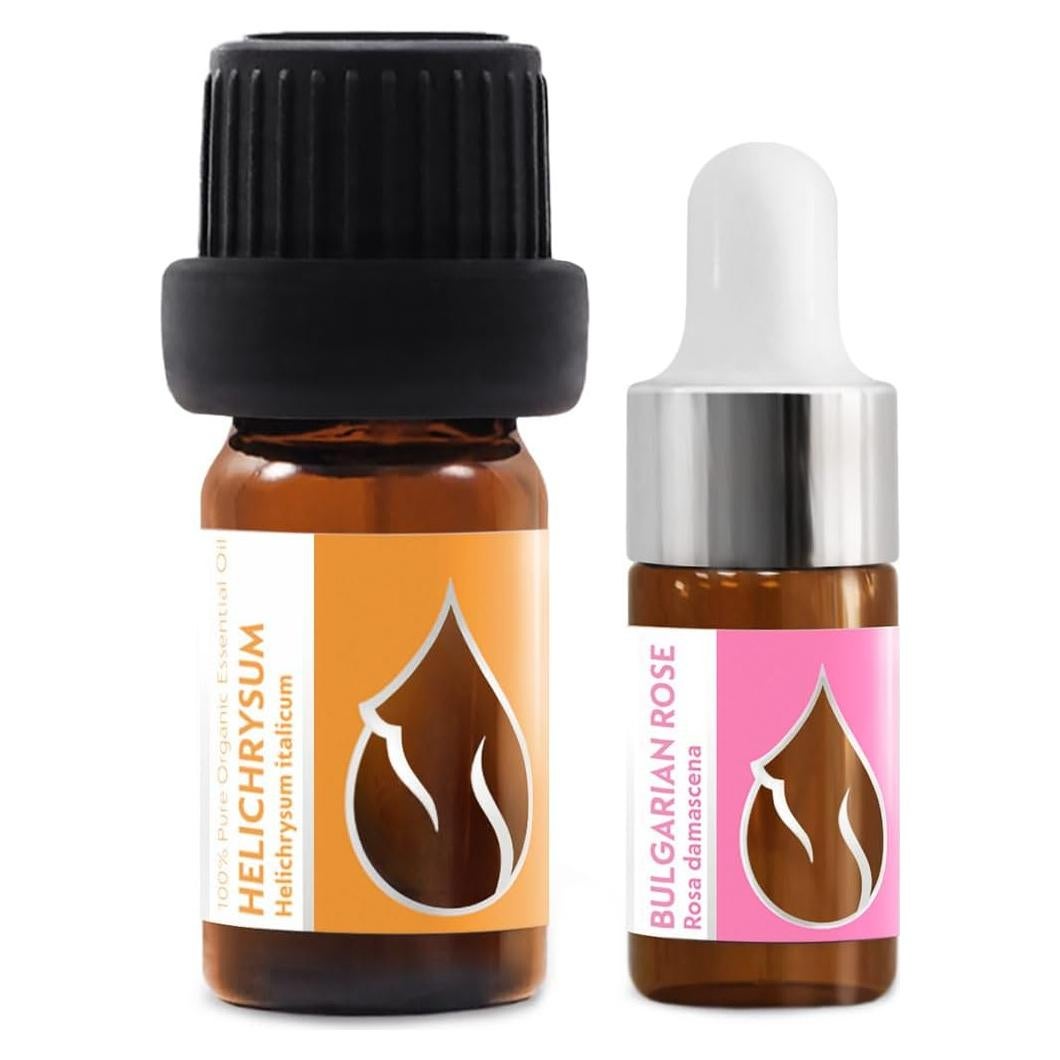 Set de Aceites Esenciales Orgánicos Lujo Helichrysum y Rosa 8ml