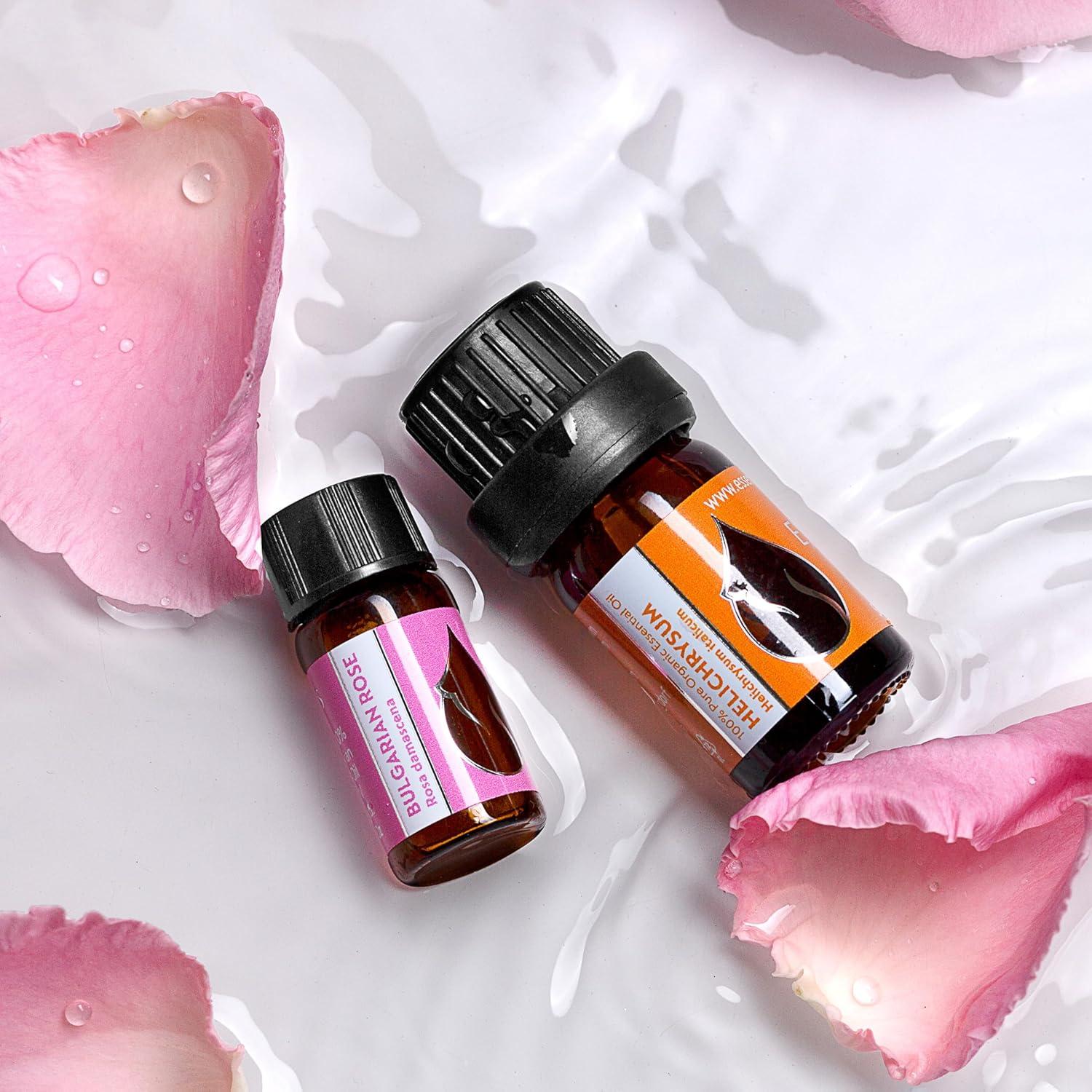 Set de Aceites Esenciales Orgánicos Lujo Helichrysum y Rosa 8ml