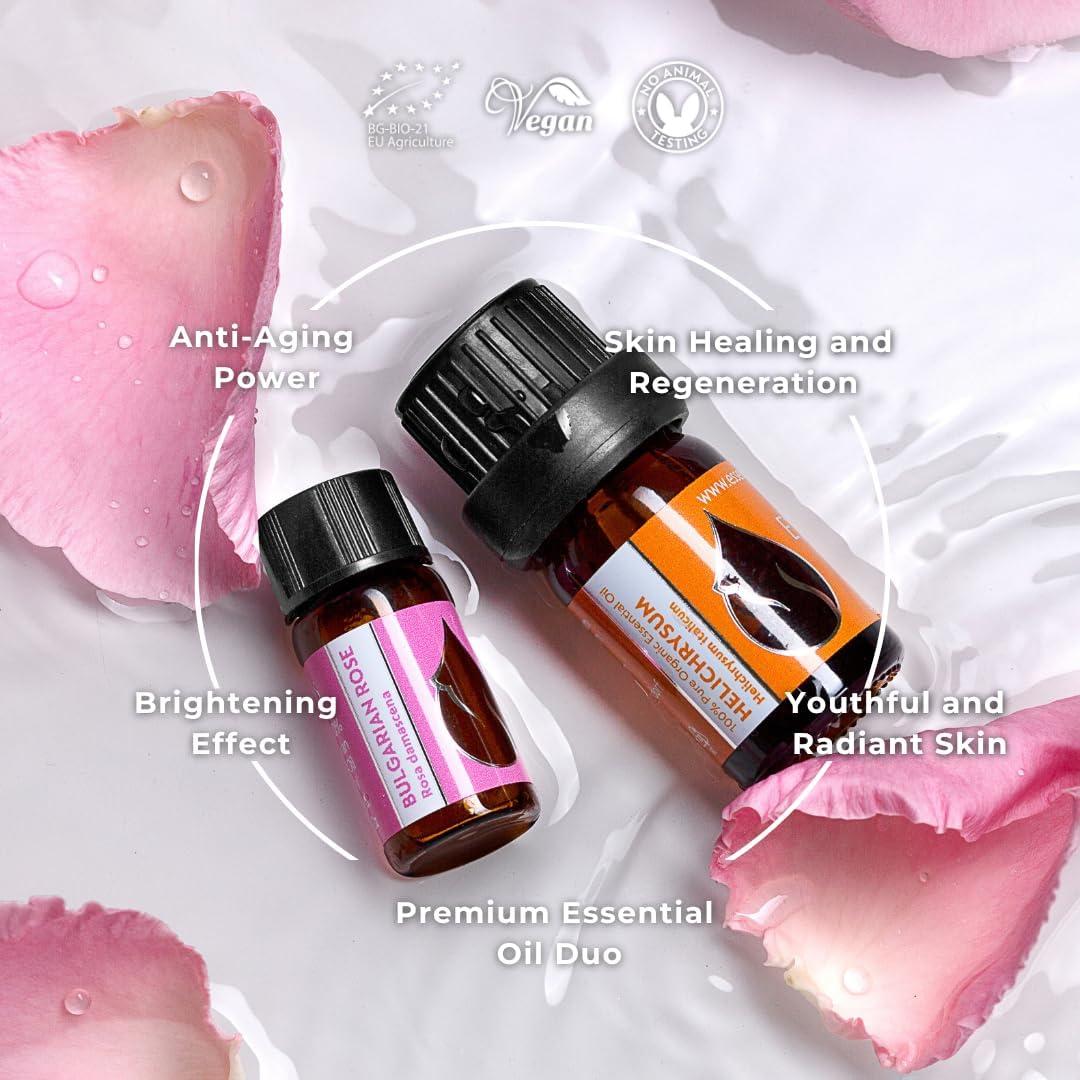 Set de Aceites Esenciales Orgánicos Lujo Helichrysum y Rosa 8ml