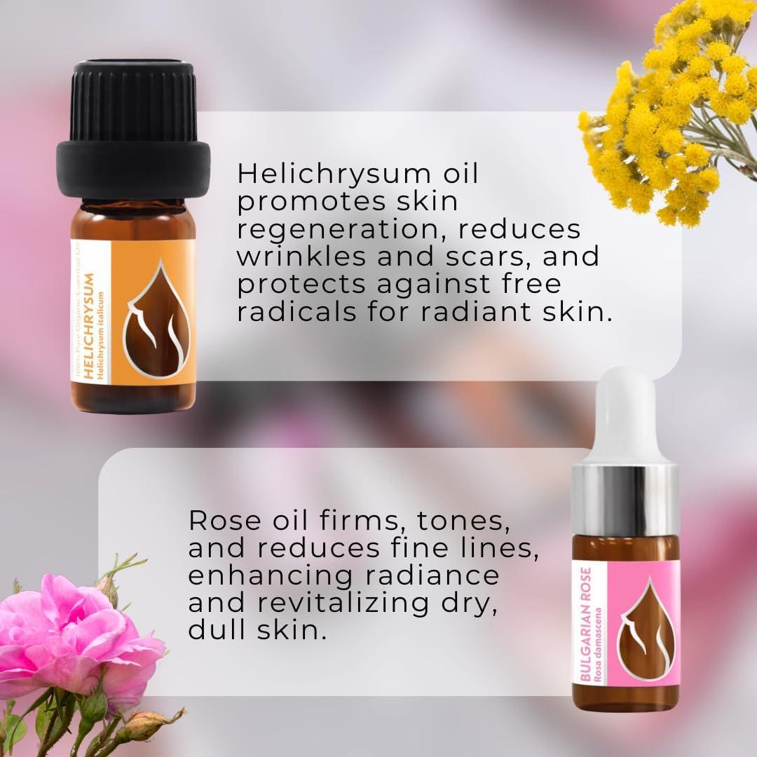 Set de Aceites Esenciales Orgánicos Lujo Helichrysum y Rosa 8ml