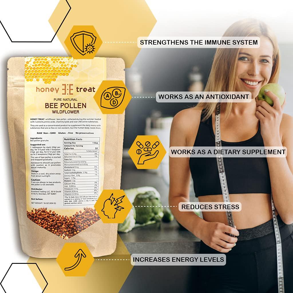 Gránulos de Polen de Abeja Honey Treat 454g Puro Natural