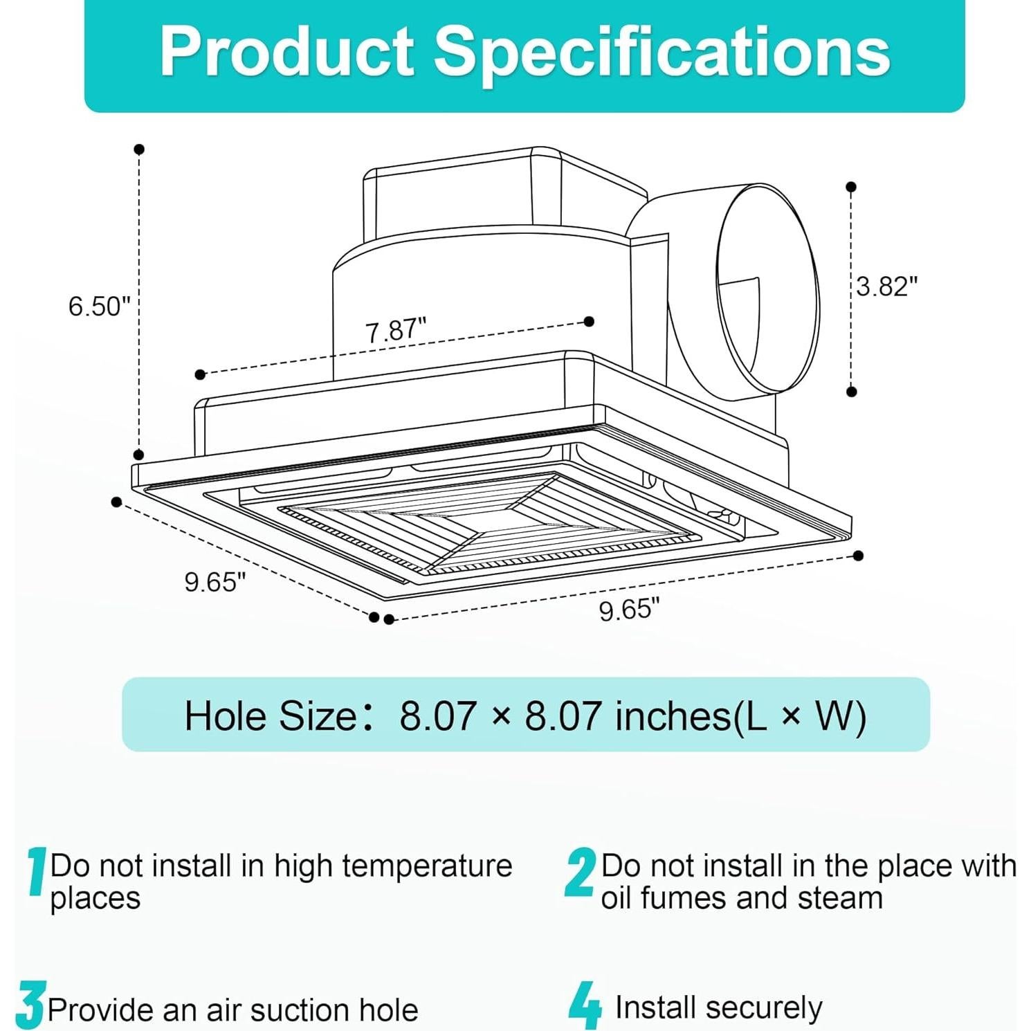 Ventilador Extractor de Baño Yanliangvich 20 cm 110 CFM Silencioso