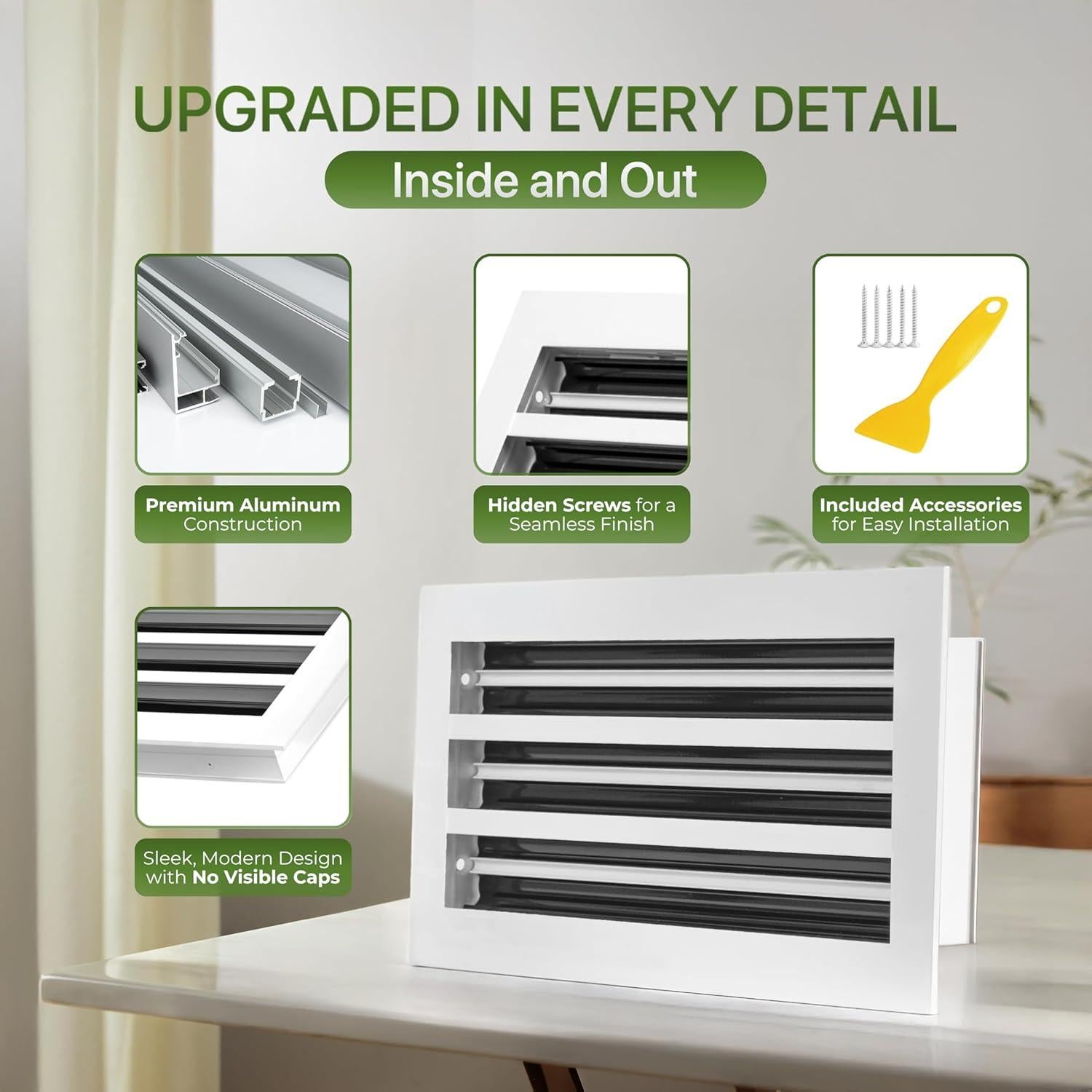 Cubierta de Ventilación 10x4 Aluminio Blanco Green Vent