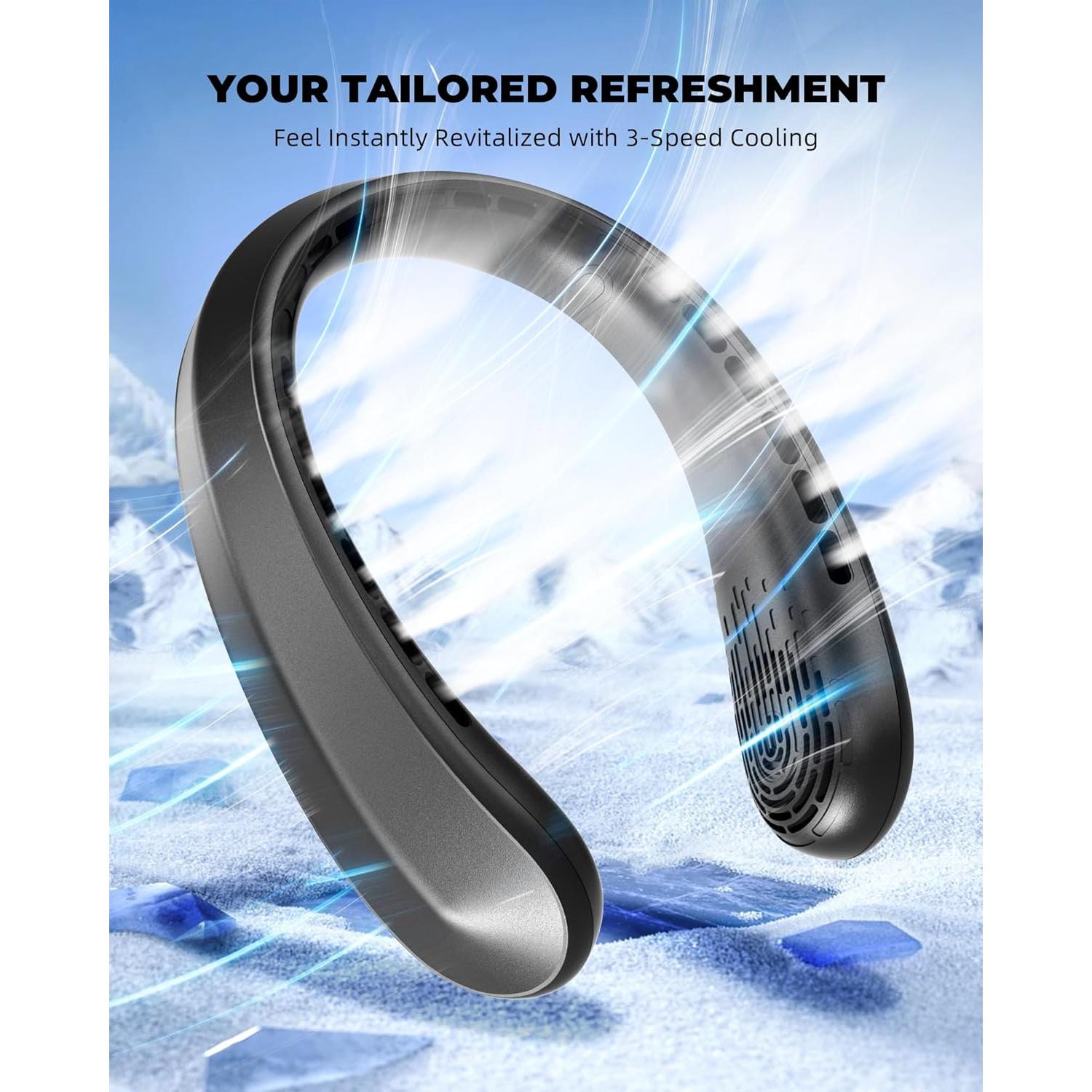 Ventilador de Cuello FrSara S10 Recargable 3 Velocidades Negro