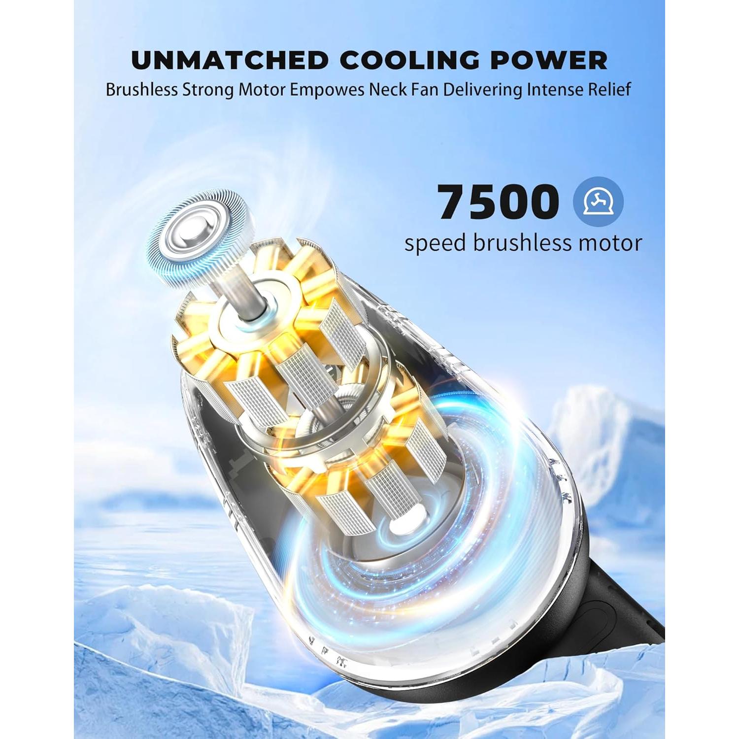 Ventilador de Cuello FrSara S10 Recargable 3 Velocidades Negro