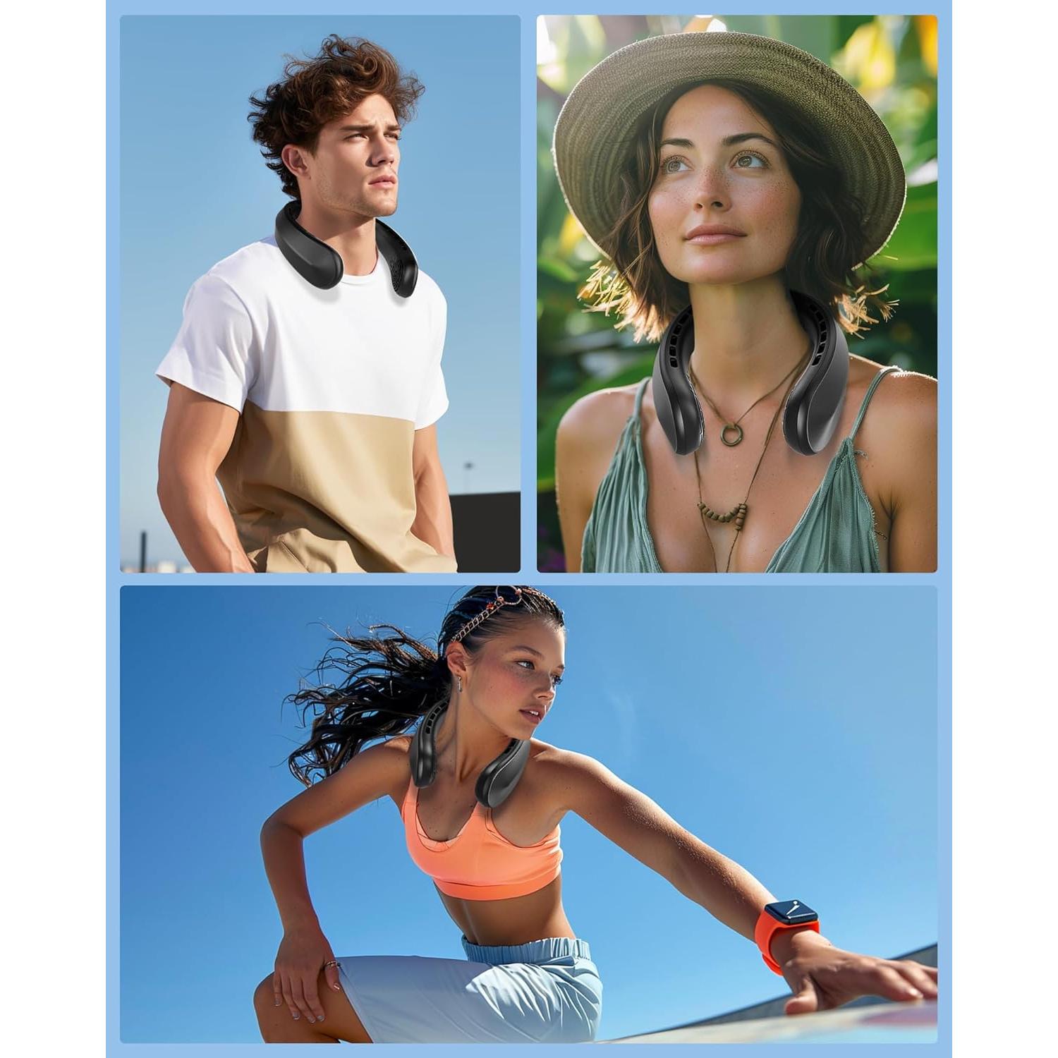 Ventilador de Cuello FrSara S10 Recargable 3 Velocidades Negro