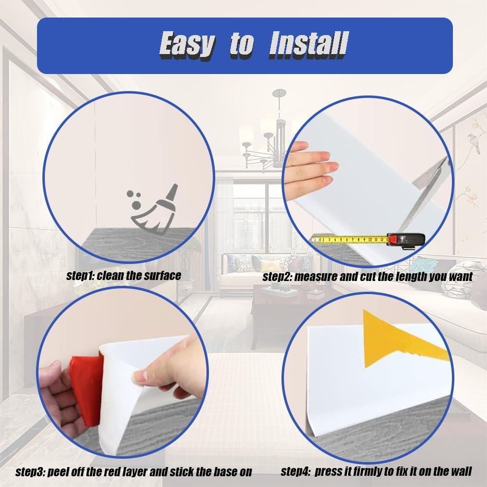 Base de Pared Autoadhesiva Youyis 12.19m Vinilo Blanco