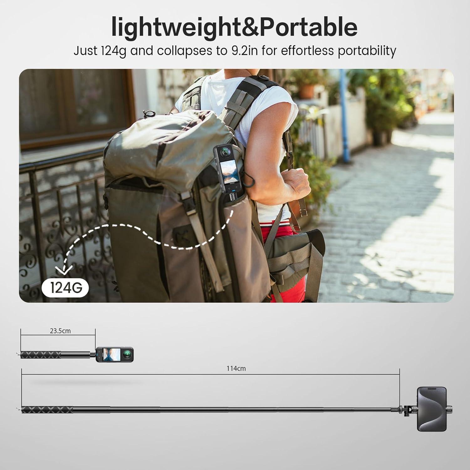 Palo de Selfie Extensible Mairan 114cm para Cámaras de Acción