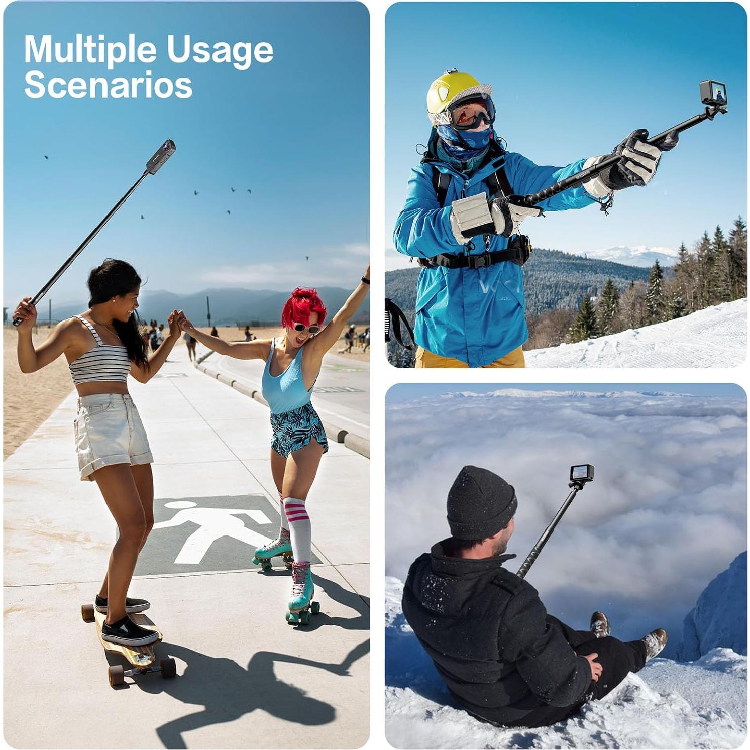 Palo de Selfie Extensible Mairan 114cm para Cámaras de Acción