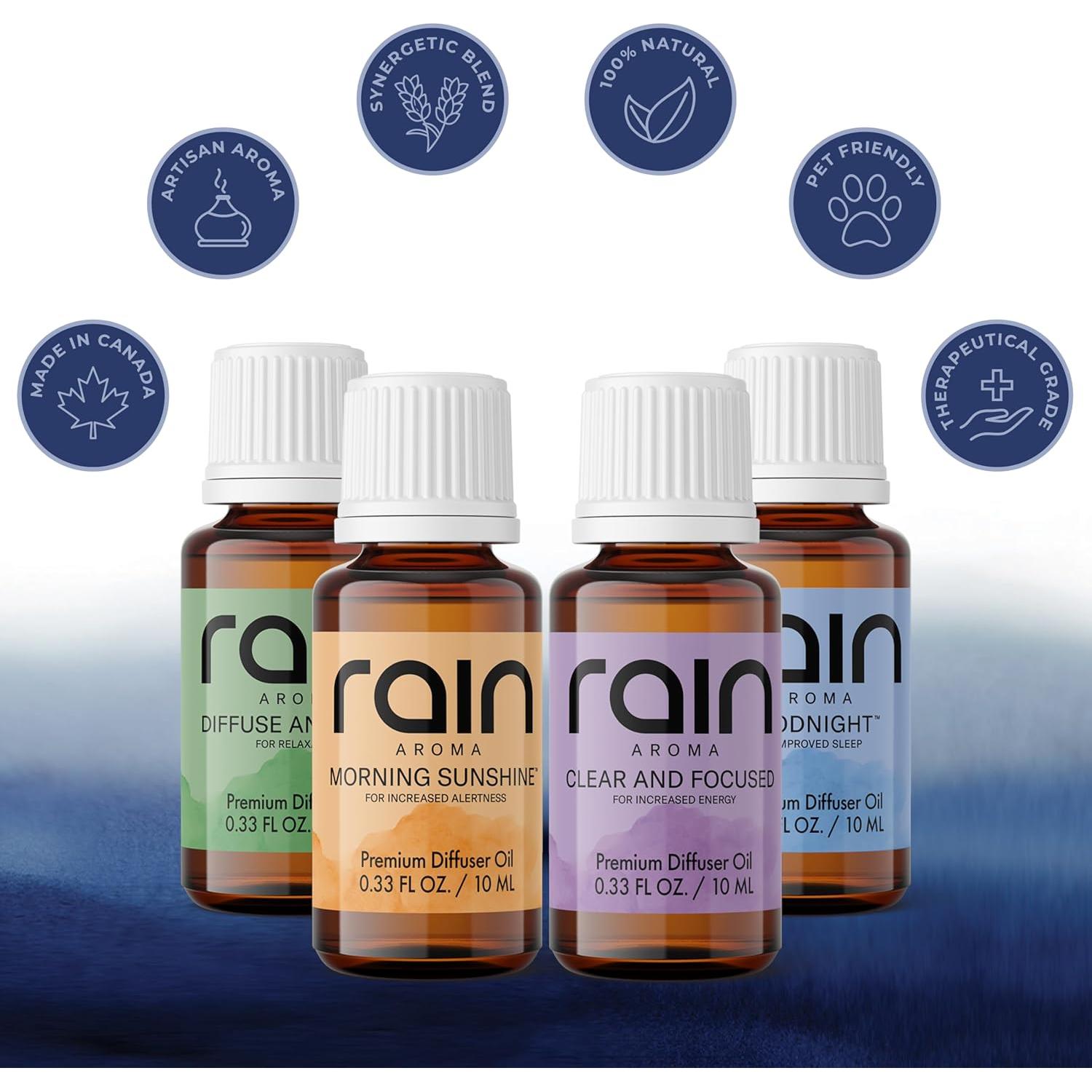 Juego de 4 Aceites Esenciales Rain Aroma 10 ml para Aromaterapia