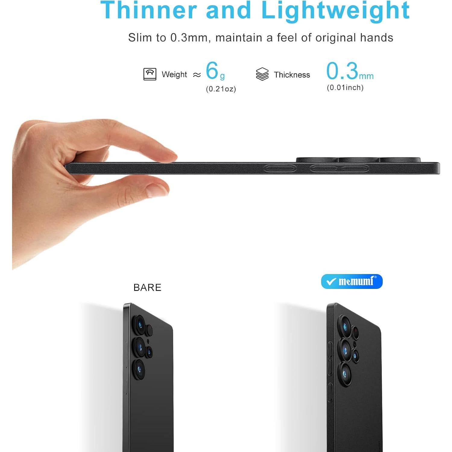 Funda Delgada Memumi para Samsung Galaxy S25 Ultra Negra 0.3mm