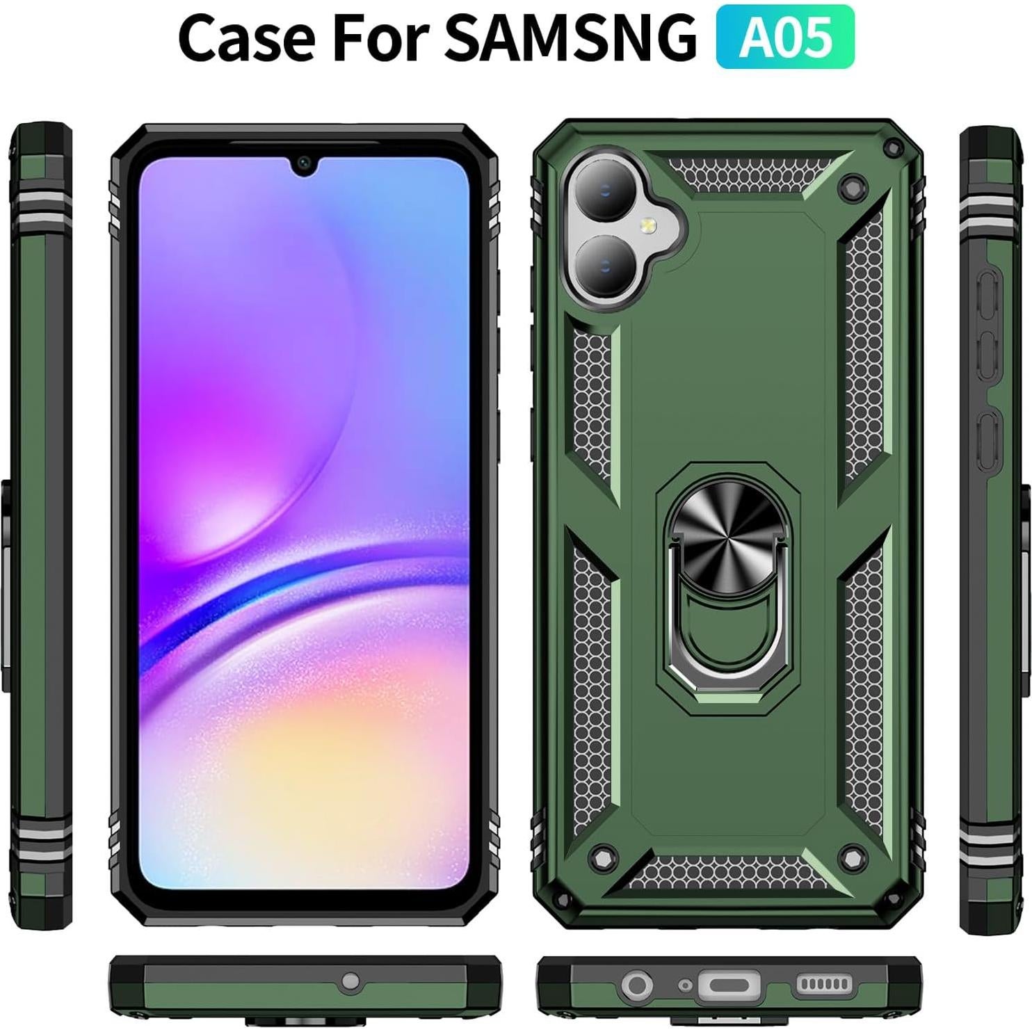 Funda Militar para Samsung Galaxy A05 con Soporte - Verde