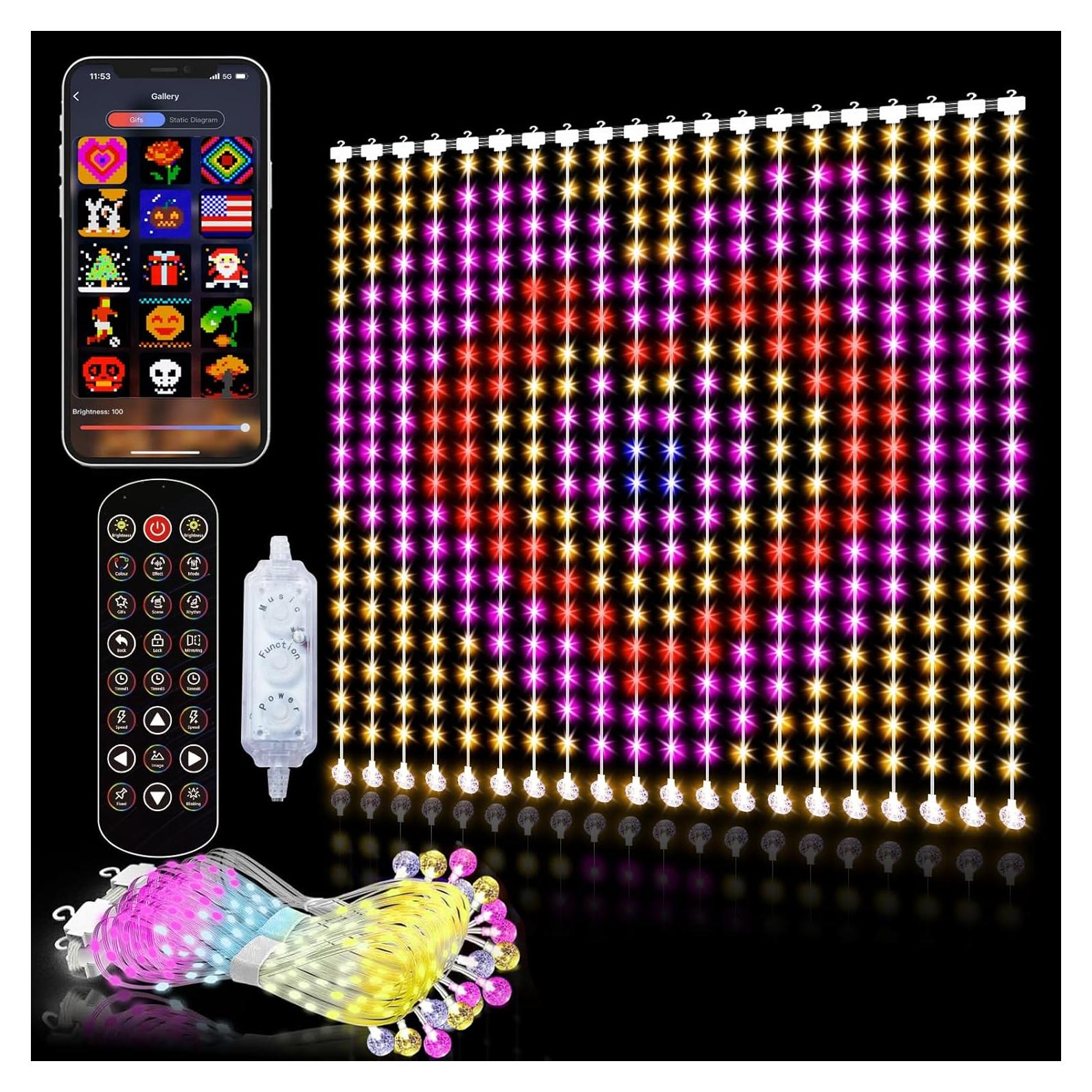 Luces de Cuerda LED Inteligentes 400LED RGB 1x1m Control APP