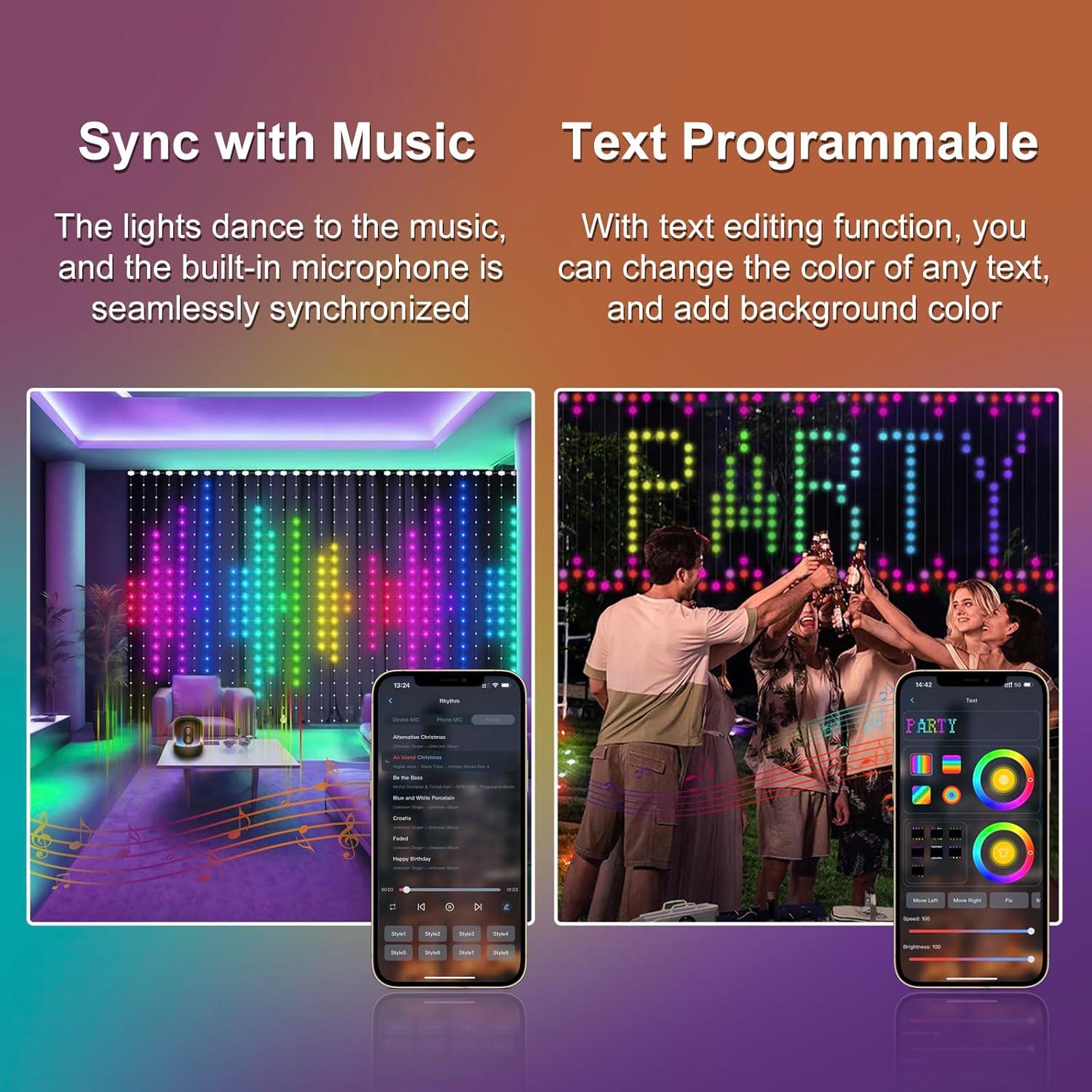 Luces de Cuerda LED Inteligentes 400LED RGB 1x1m Control APP