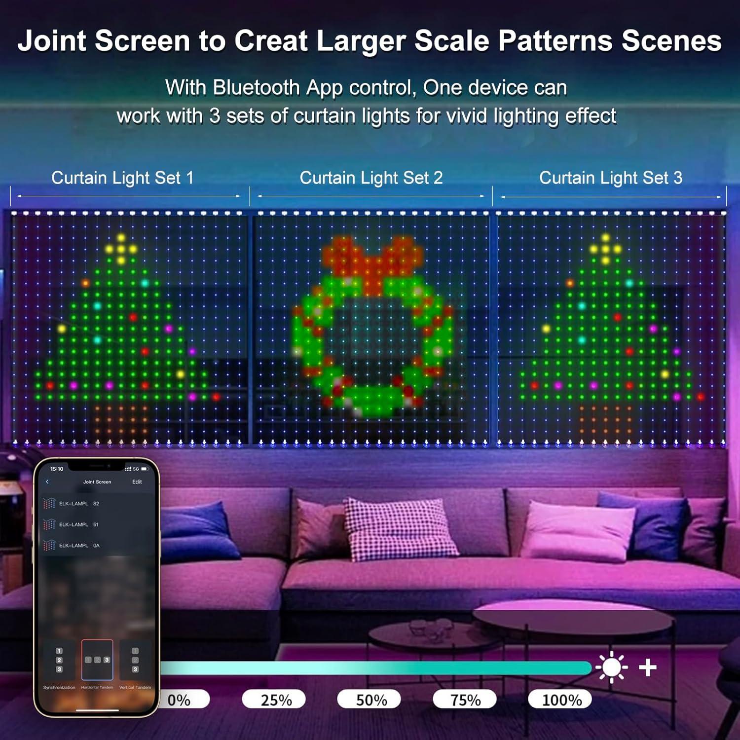 Luces de Cuerda LED Inteligentes 400LED RGB 1x1m Control APP