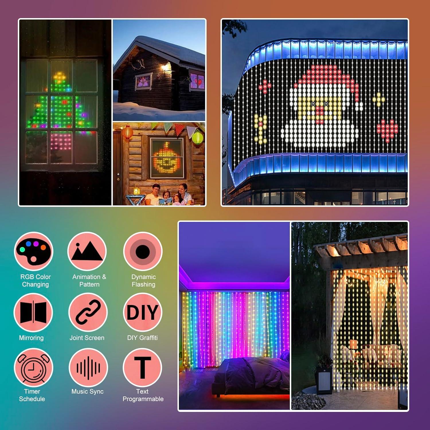 Luces de Cuerda LED Inteligentes 400LED RGB 1x1m Control APP