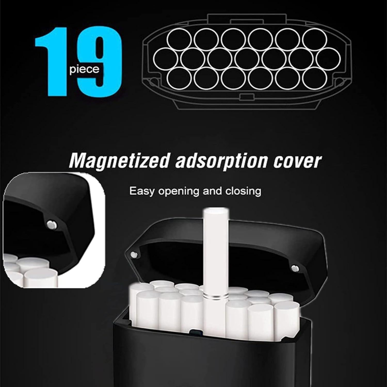 Estuche para Cigarrillos con Encendedor USB CKKC 19pcs Negro