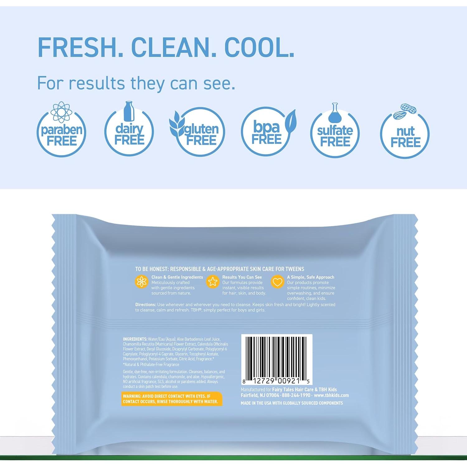 Toallitas Faciales Suaves TBH para Niños 30 Unidades Manzanilla