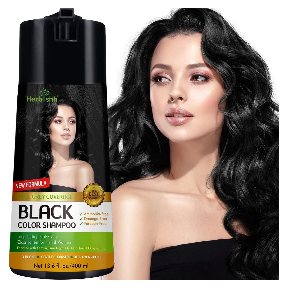 Champú de Color Herbishh para Cabello Canoso - Negro 400ml