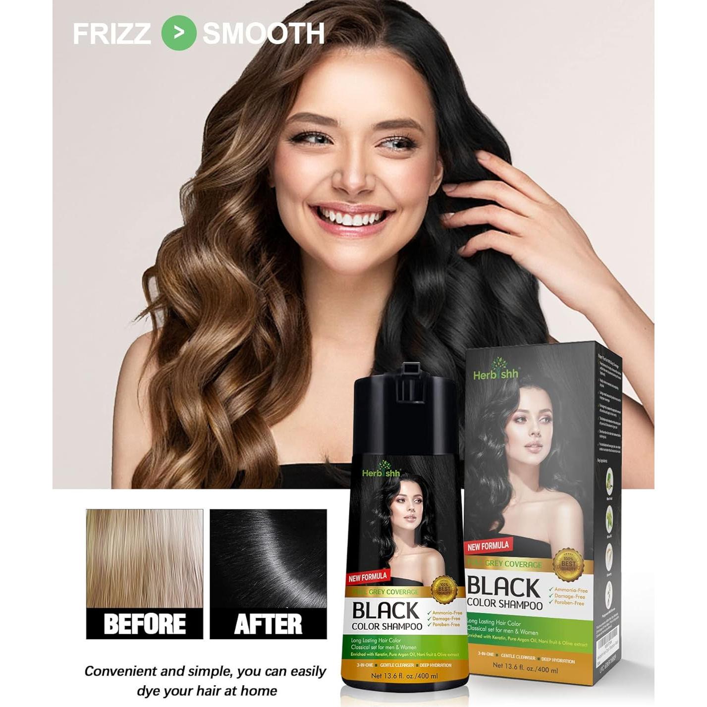 Champú de Color Herbishh para Cabello Canoso - Negro 400ml