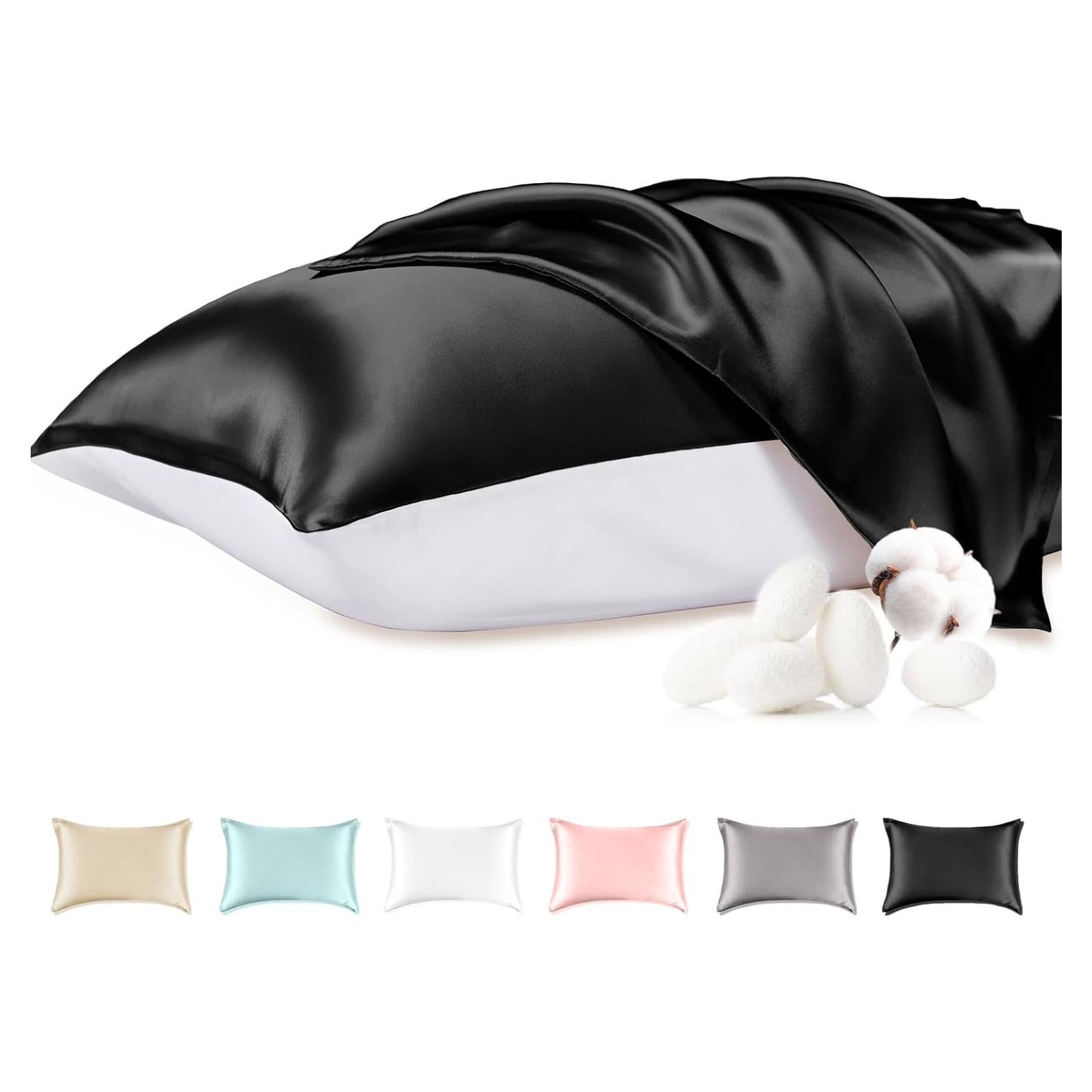 Funda de Almohada de Seda de Morera THXSILK Estándar Negra
