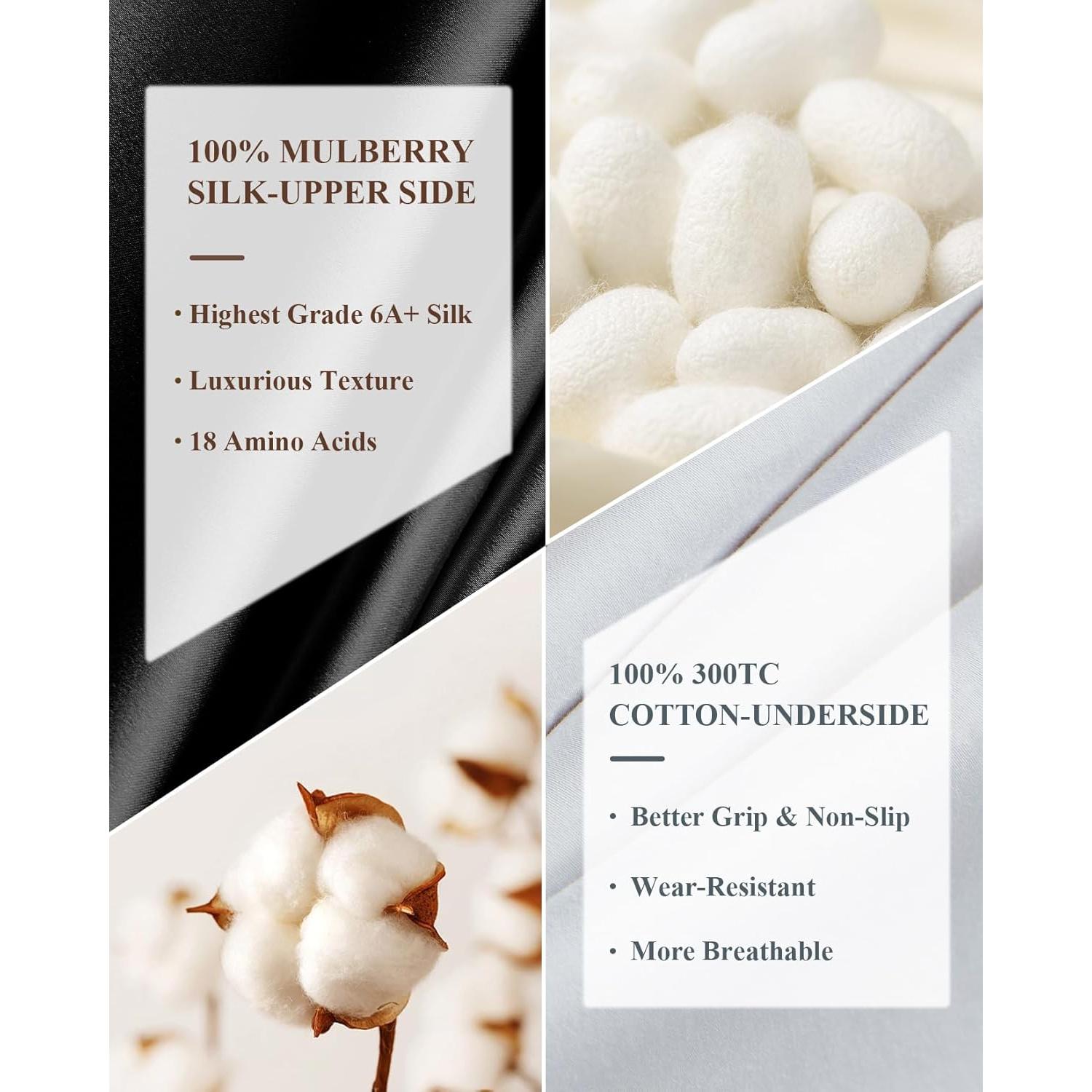 Funda de Almohada de Seda de Morera THXSILK Estándar Negra