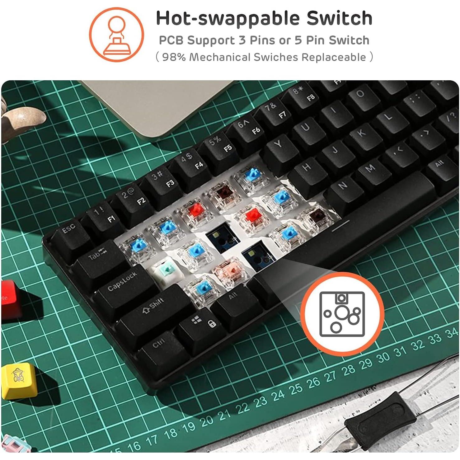 Teclado Mecánico RK ROYAL KLUDGE RK61 Inalámbrico 60%