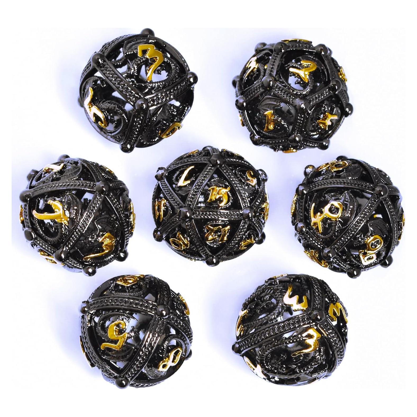 Set de Dados de Metal D&D Dragón Negro 7 Piezas 142g