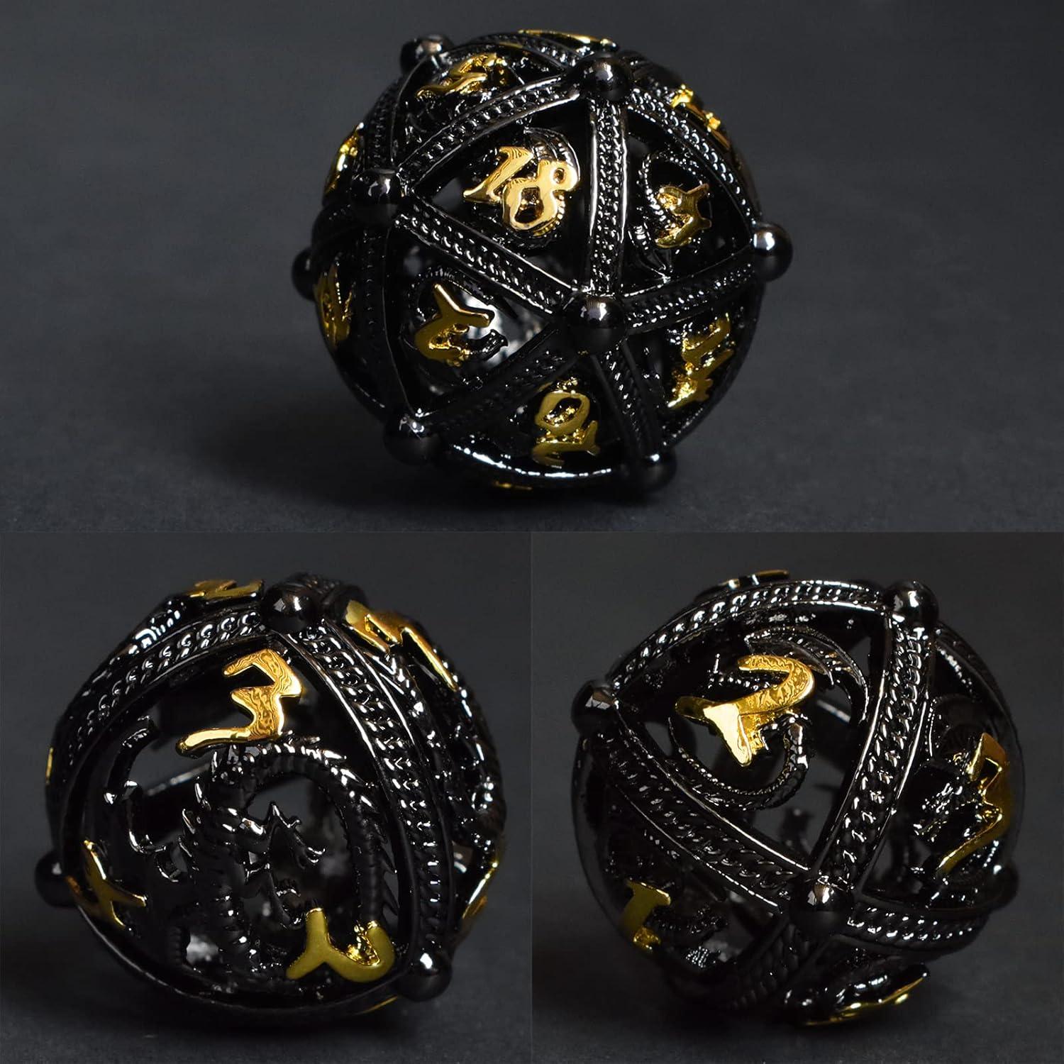 Set de Dados de Metal D&D Dragón Negro 7 Piezas 142g