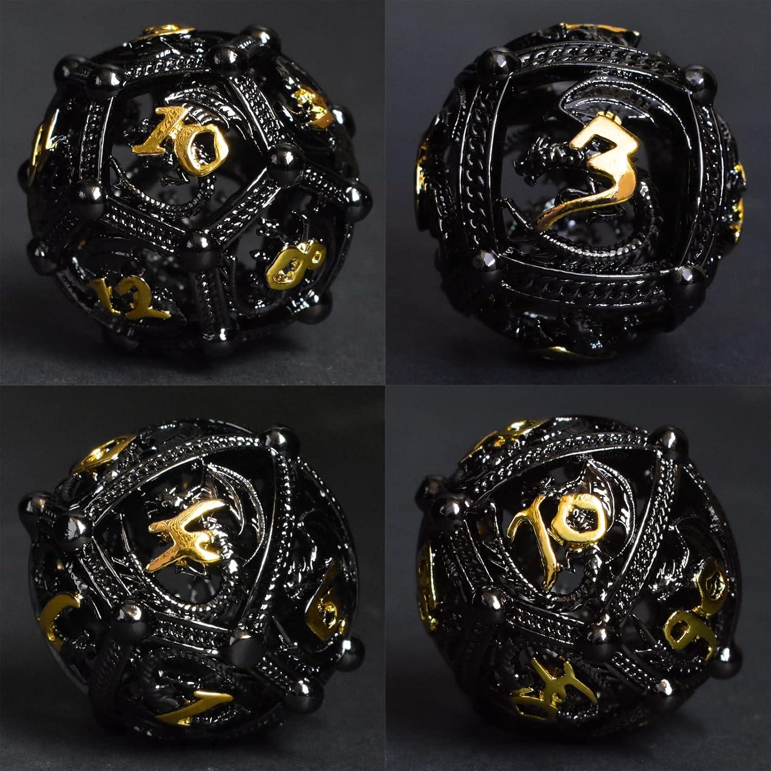Set de Dados de Metal D&D Dragón Negro 7 Piezas 142g