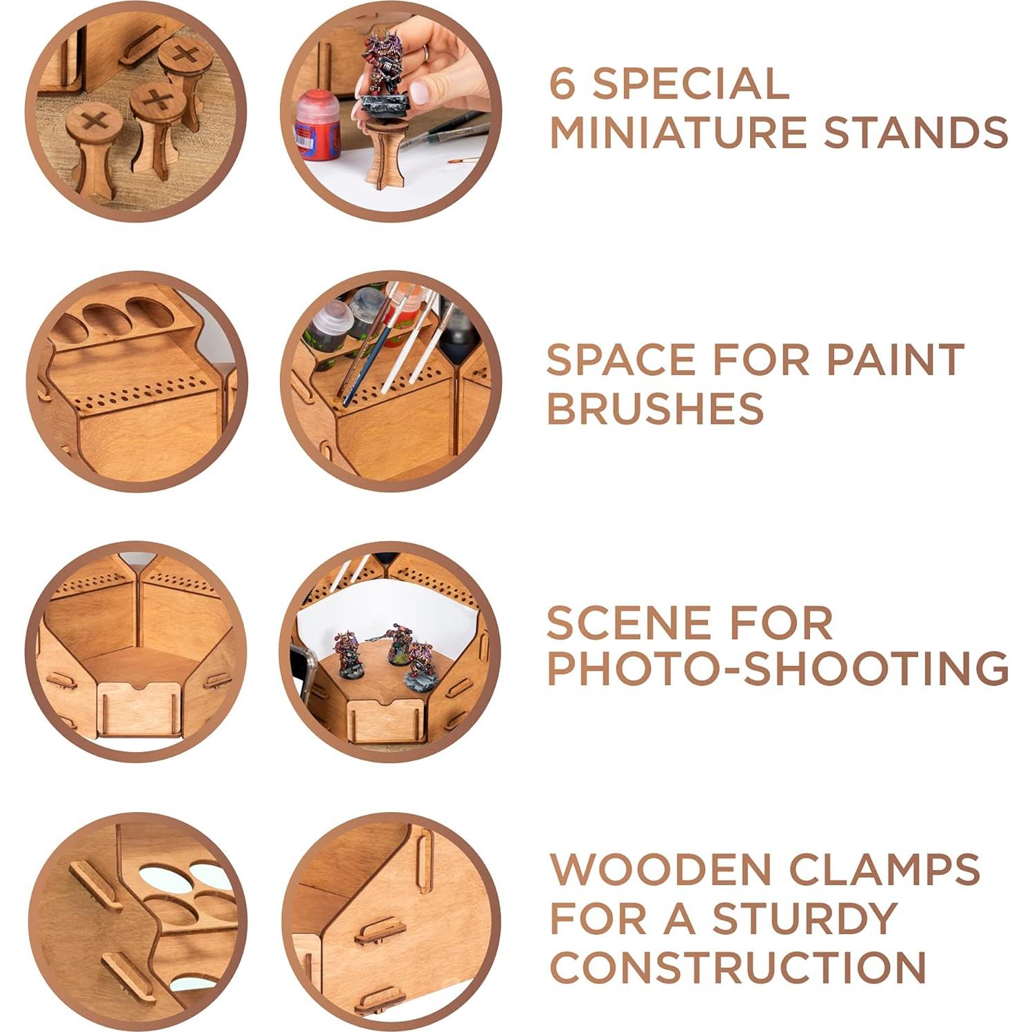 Organizador de Pintura Plydolex - Soporte Madera 32 Botellas 46 Pinceles