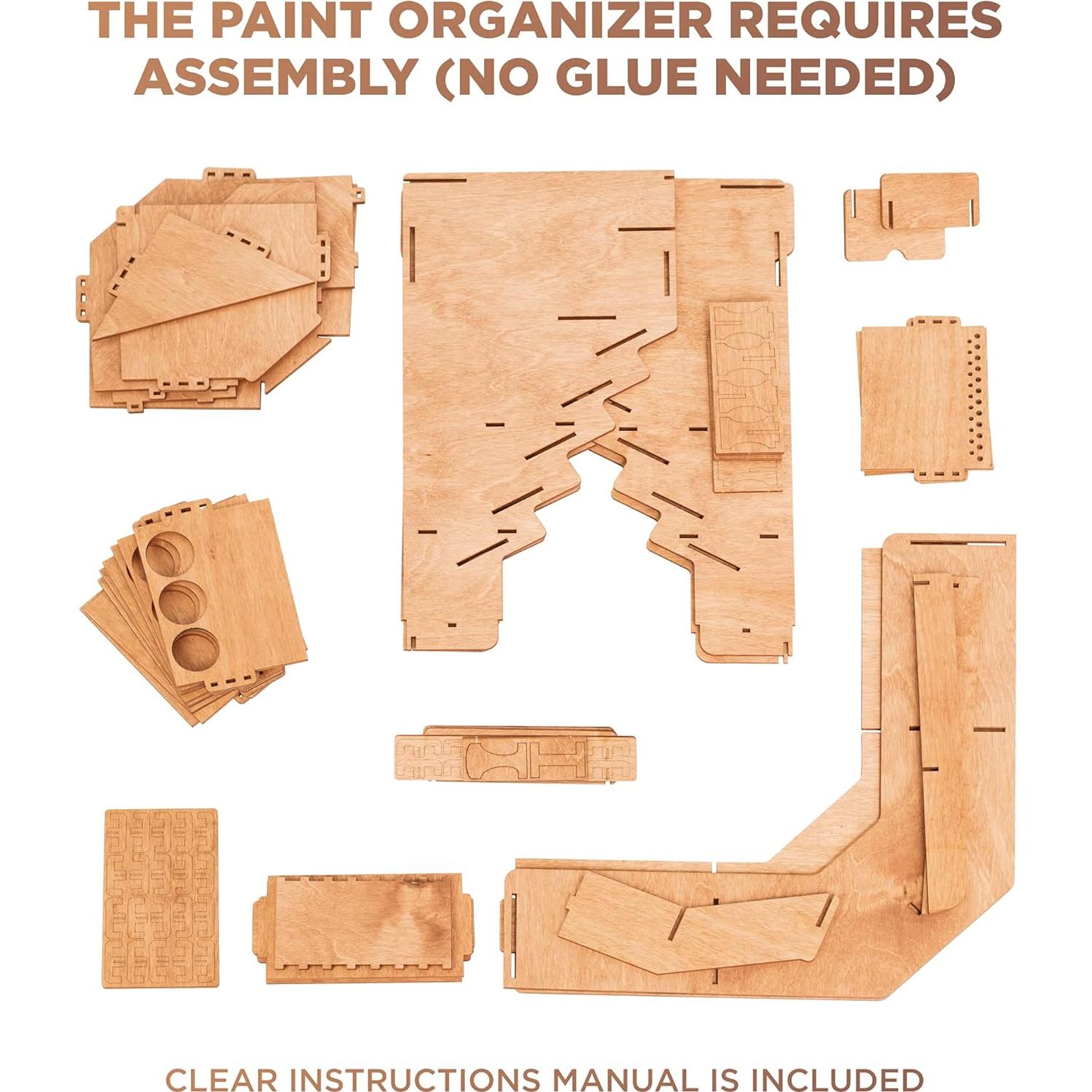 Organizador de Pintura Plydolex - Soporte Madera 32 Botellas 46 Pinceles