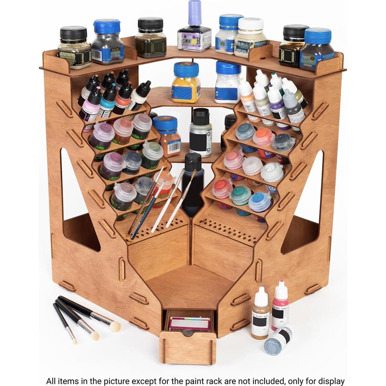 Organizador de Pintura Plydolex - Soporte Madera 32 Botellas 46 Pinceles