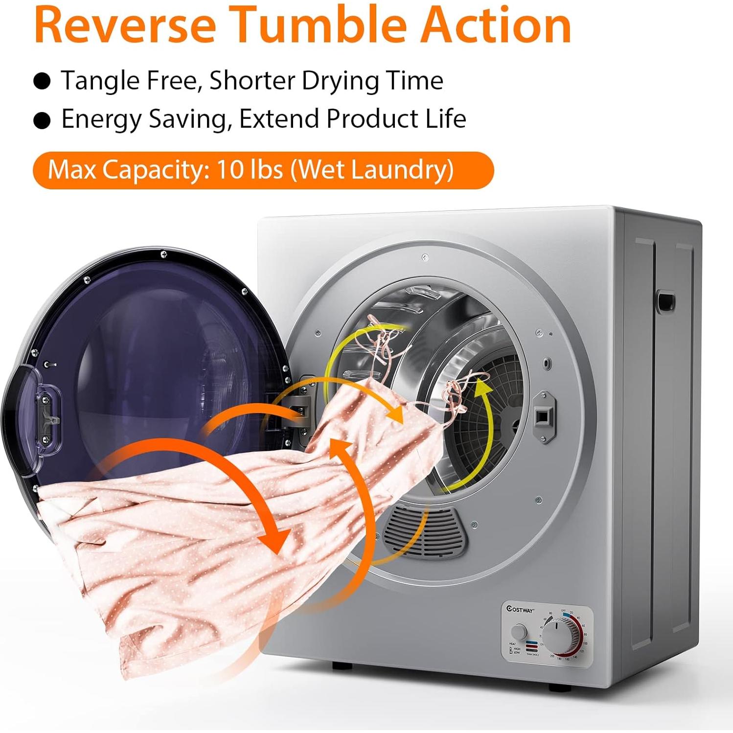 Secadora de Ropa Eléctrica Portátil COSTWAY GT-10222, 4.5 kg