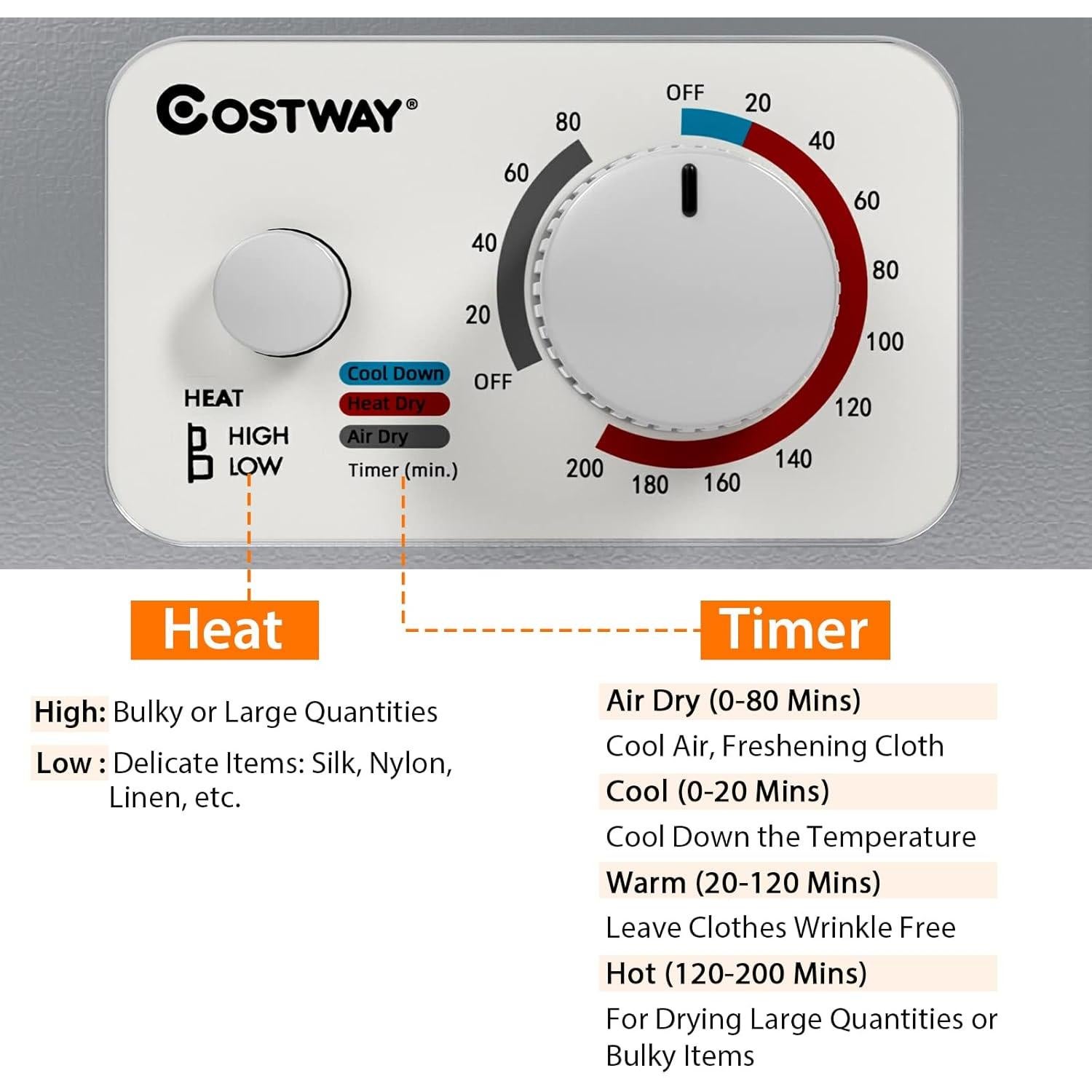 Secadora de Ropa Eléctrica Portátil COSTWAY GT-10222, 4.5 kg