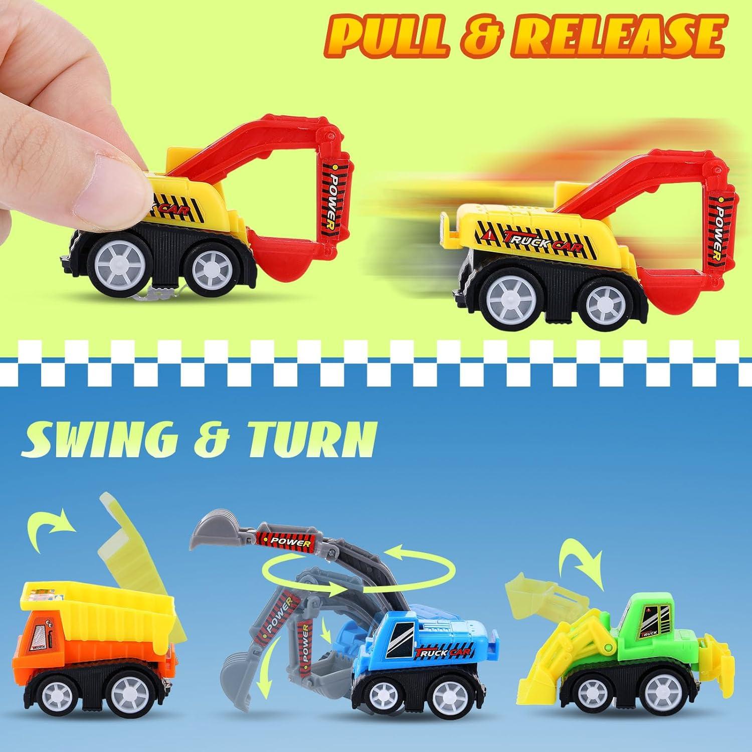 15 Mini Juguetes de Construcción DERTE Vehículos Retroceso