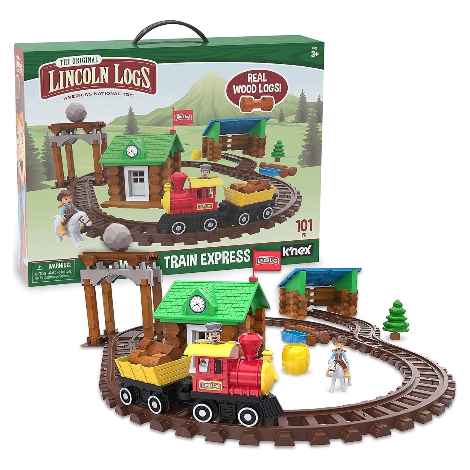 Tren Sawmill Express Lincoln Logs - 101 Piezas - Juguete Educativo