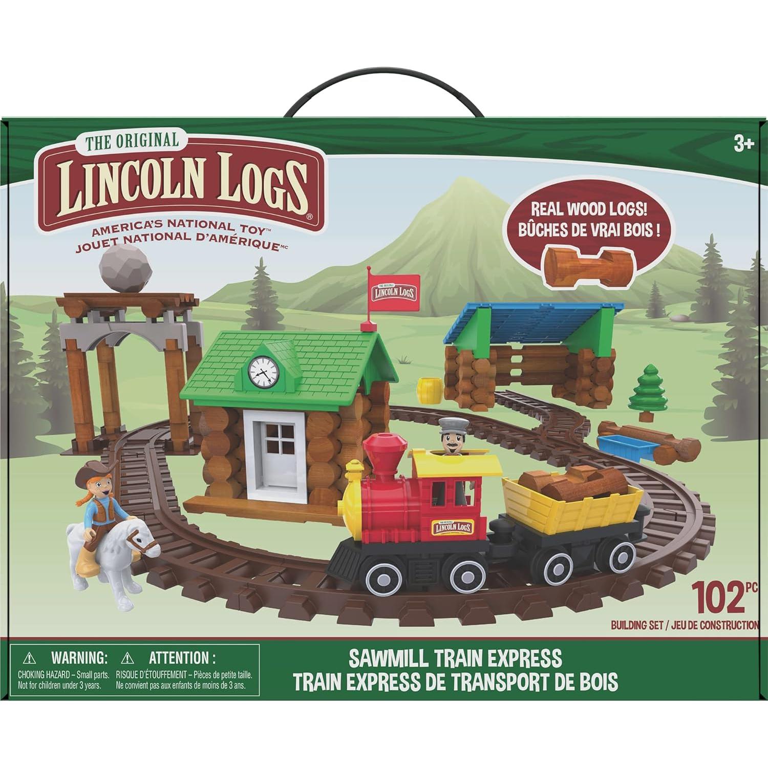 Tren Sawmill Express Lincoln Logs - 101 Piezas - Juguete Educativo