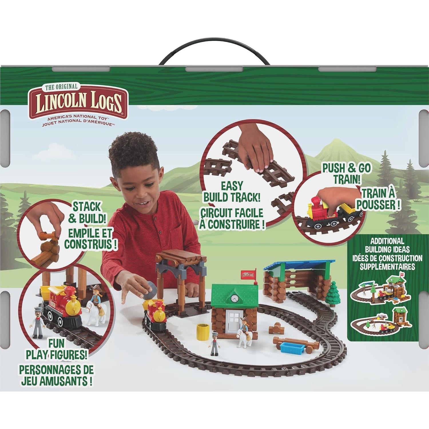 Tren Sawmill Express Lincoln Logs - 101 Piezas - Juguete Educativo