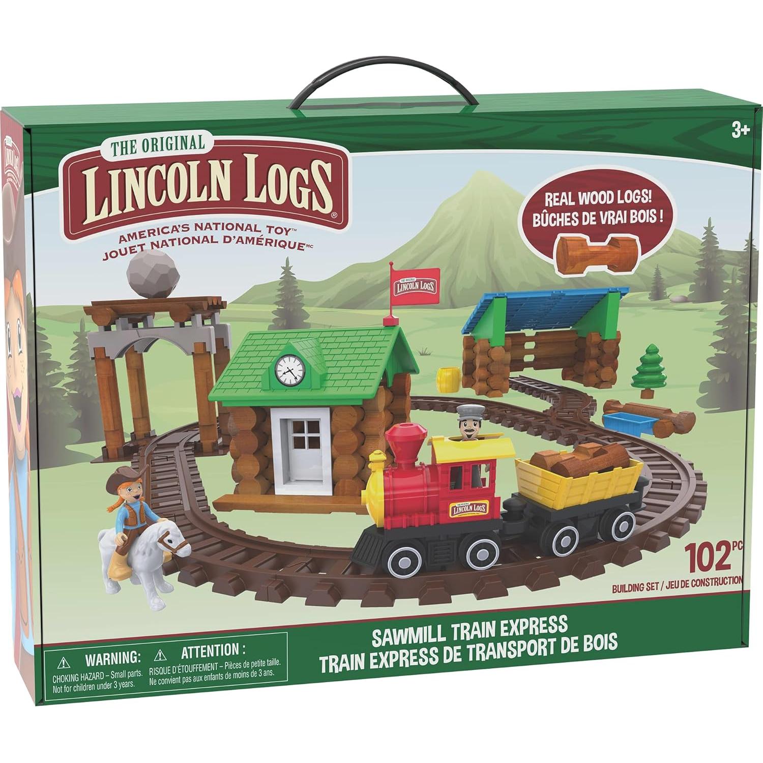 Tren Sawmill Express Lincoln Logs - 101 Piezas - Juguete Educativo