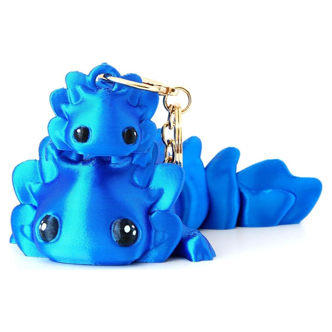 Llavero Axolotl 3D HiesDeosn Azul Flexible 13 cm