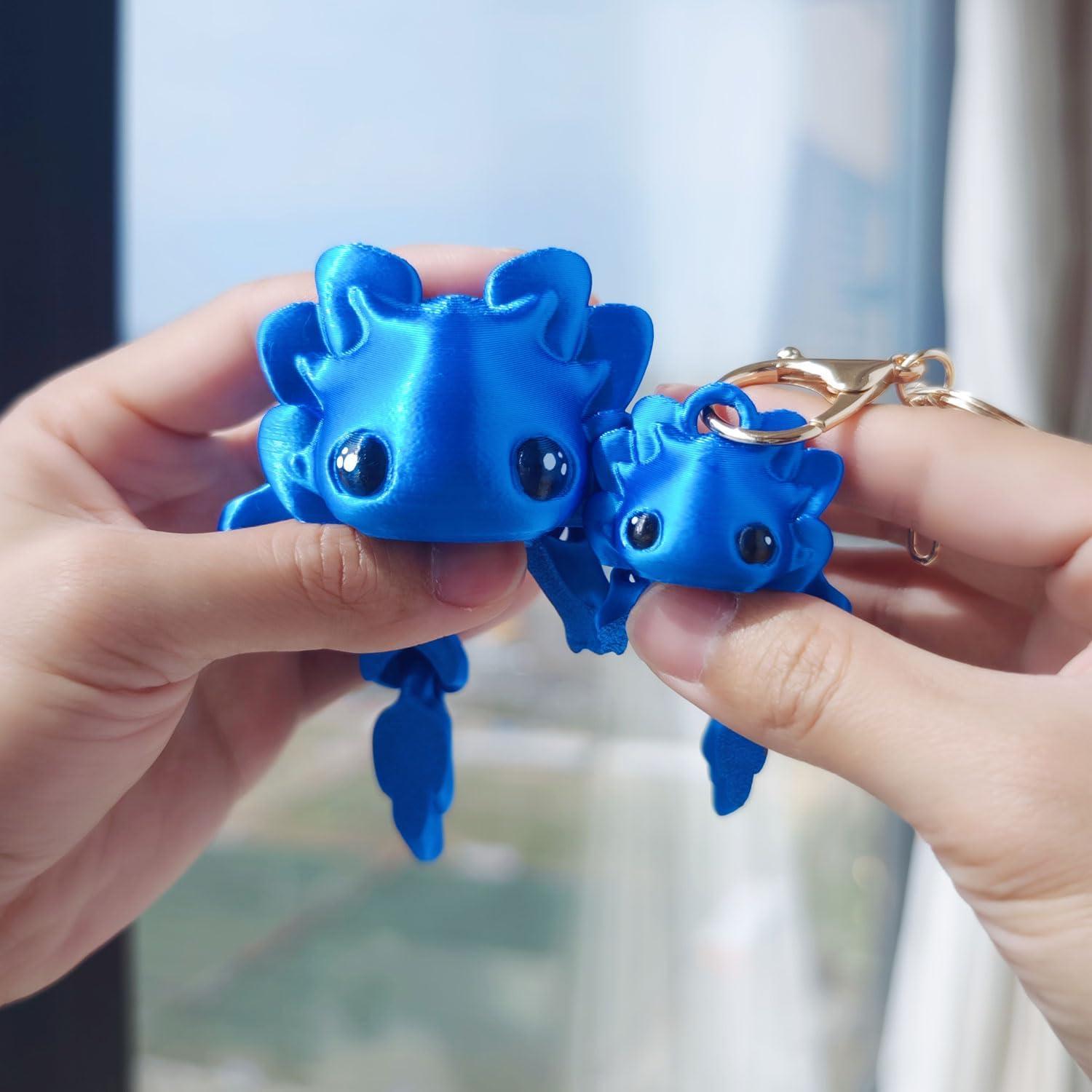 Llavero Axolotl 3D HiesDeosn Azul Flexible 13 cm