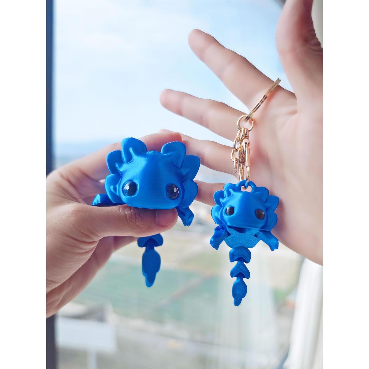 Llavero Axolotl 3D HiesDeosn Azul Flexible 13 cm